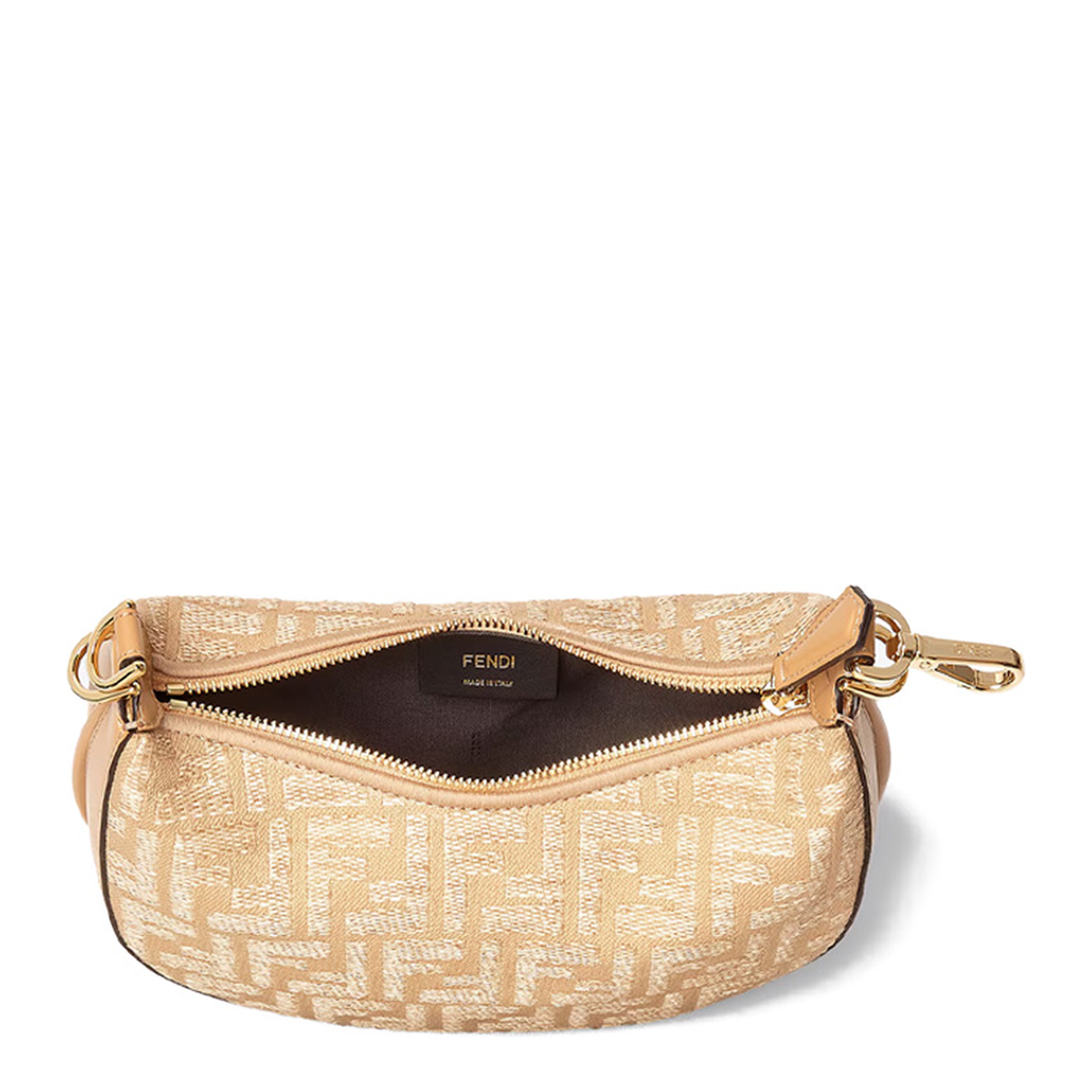 Jacquard Fabric Mini Hobo Bag with Raffia FF
