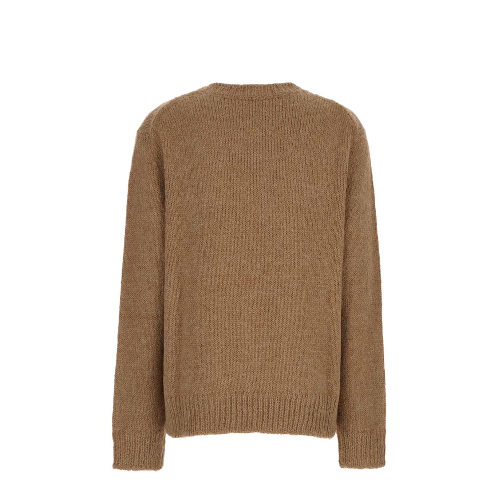 Oversized Beige Sweater With Ribbed Trim In Wool