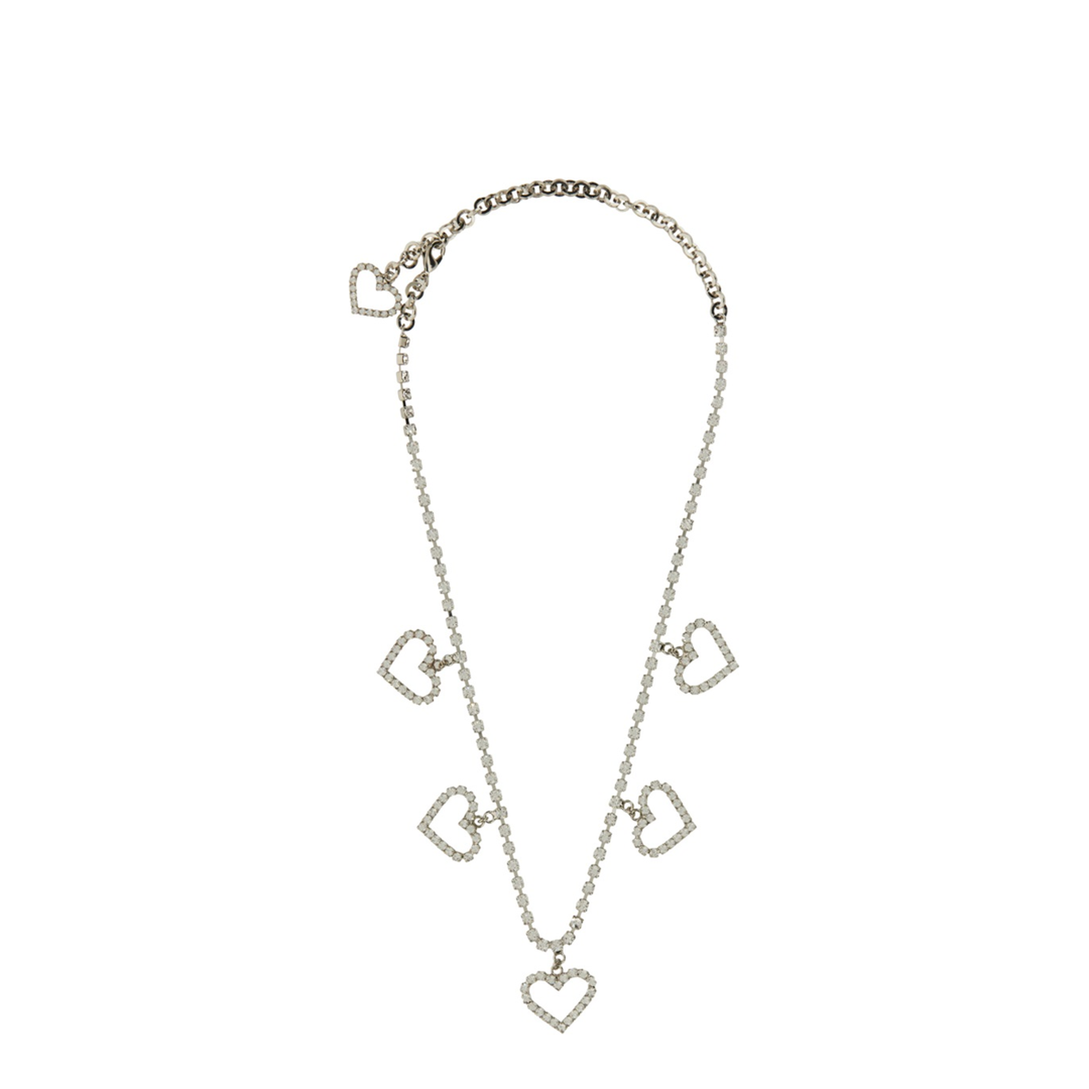 MAYFEYR - Alessandra Rich - Crystal Necklace With Heart Pendants - FABA2808J004001