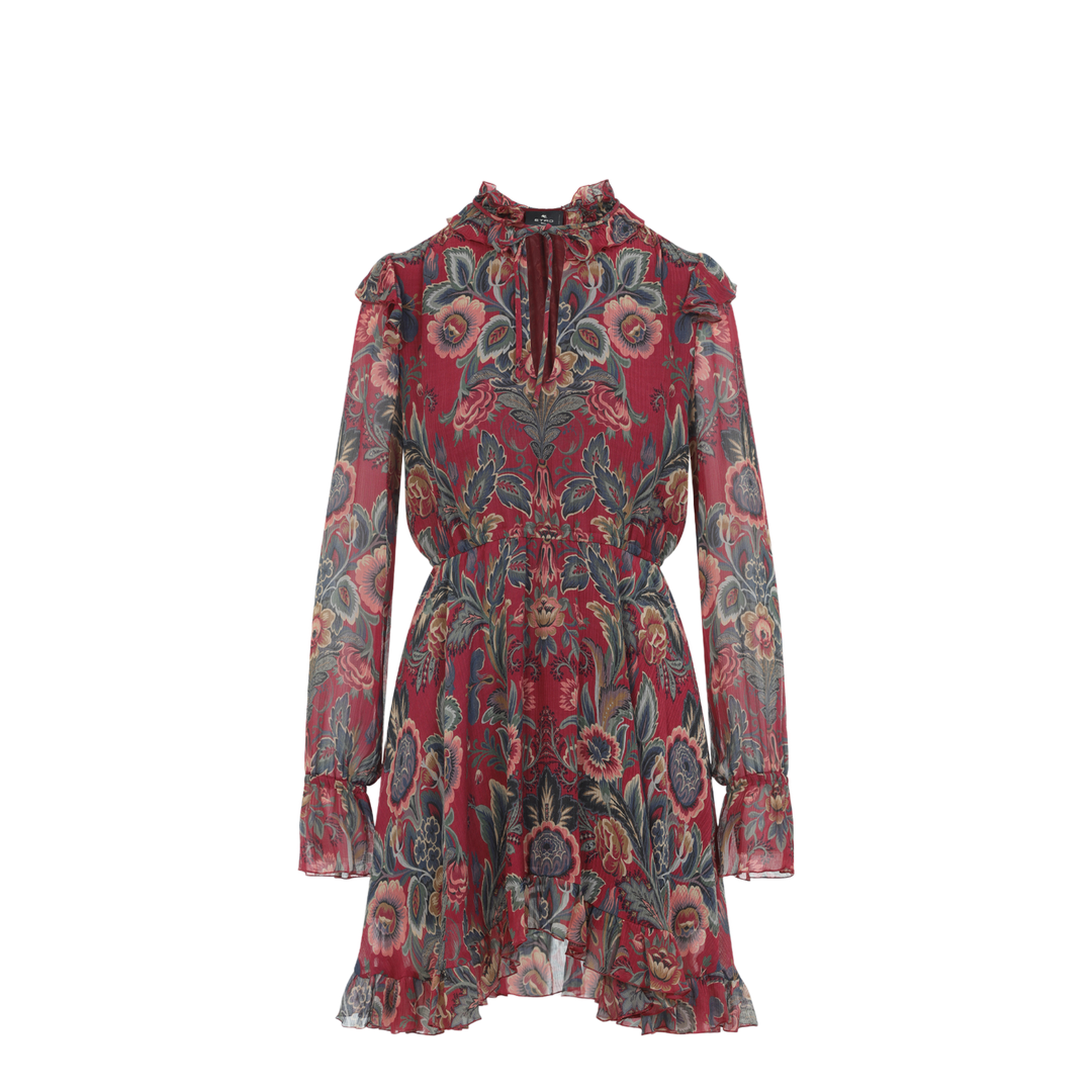 Silk Blend Mini Dress Red