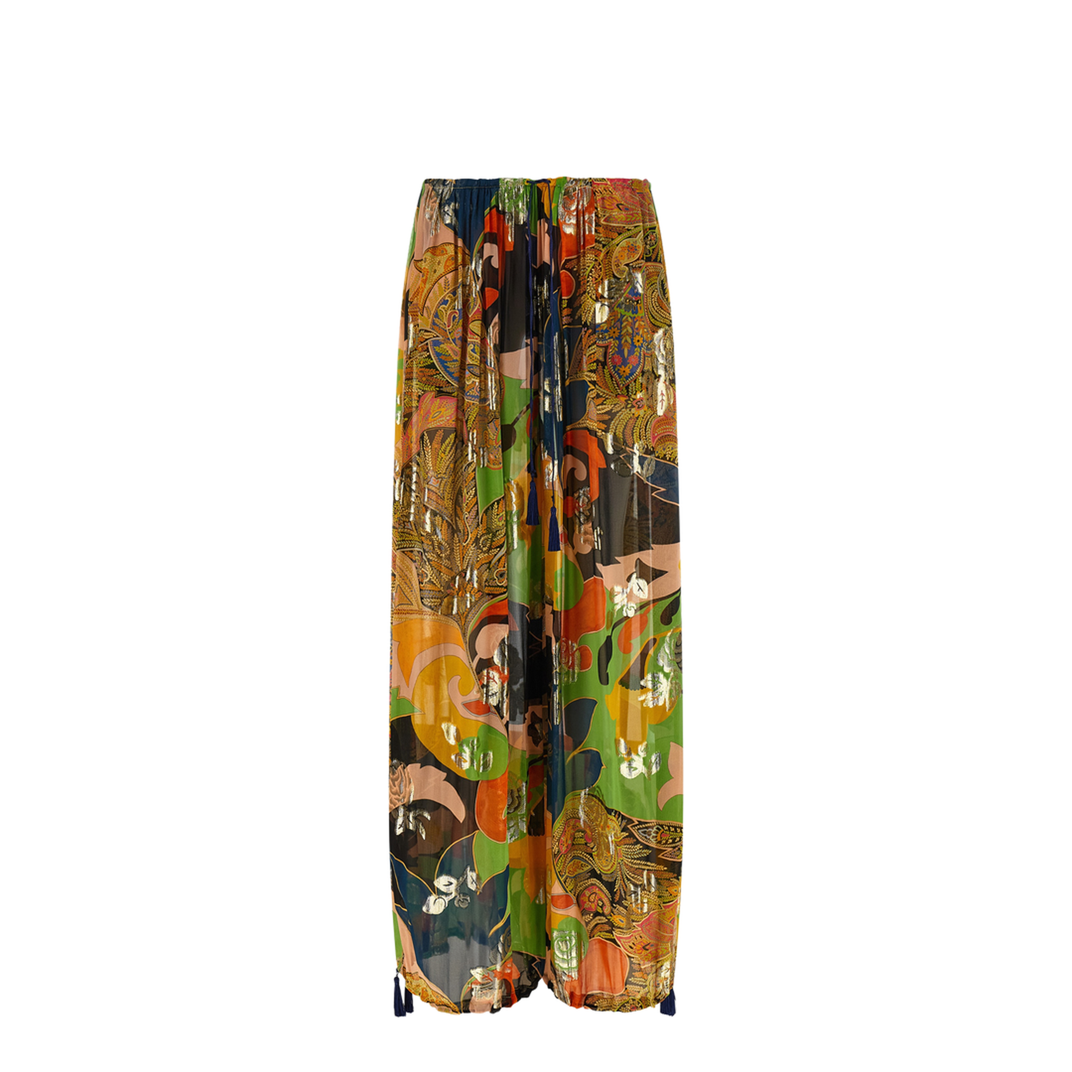 Paisley Print Palazzo Pants - Multicolor