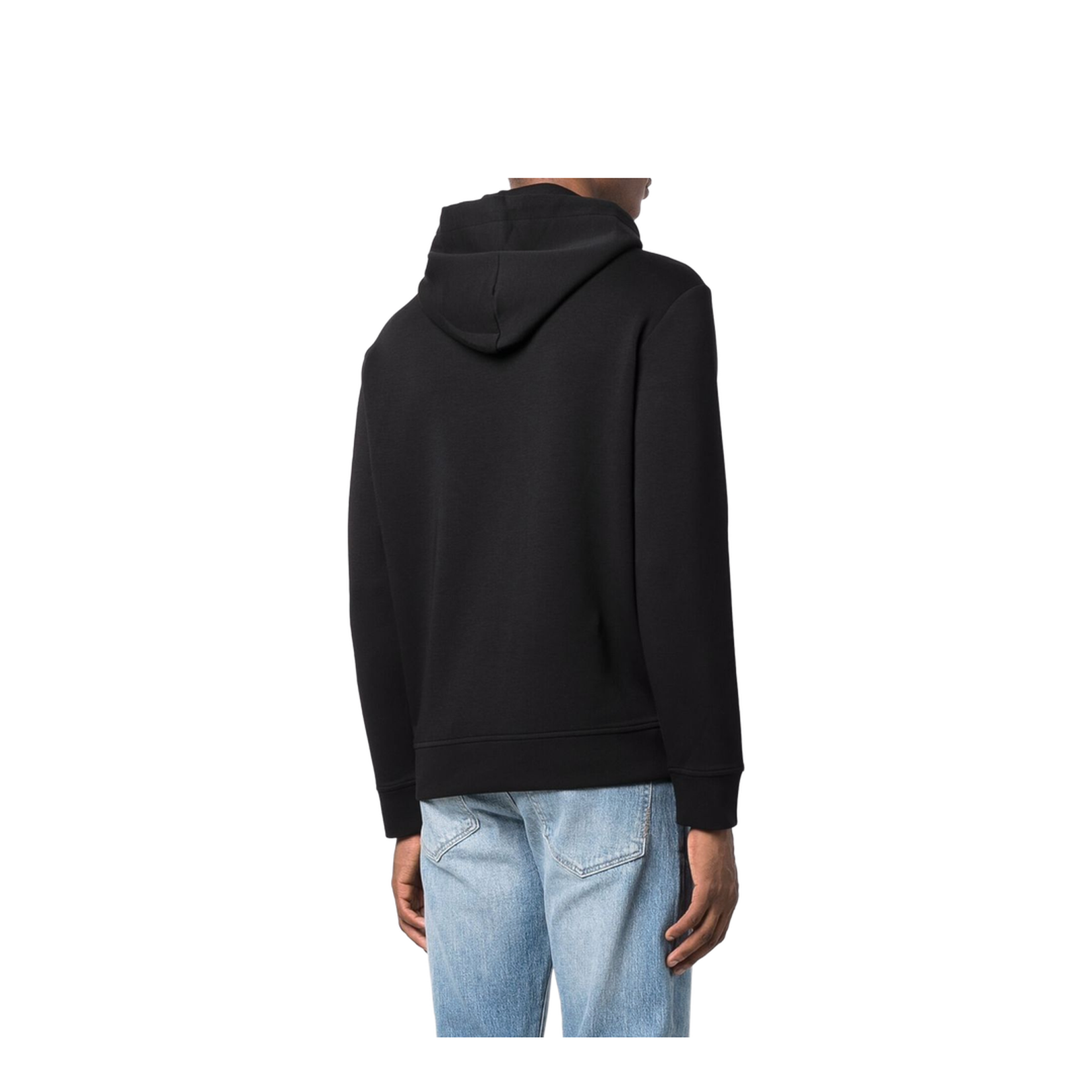 Black Cotton-Blend Long-Sleeved Logo Patch Hoodie