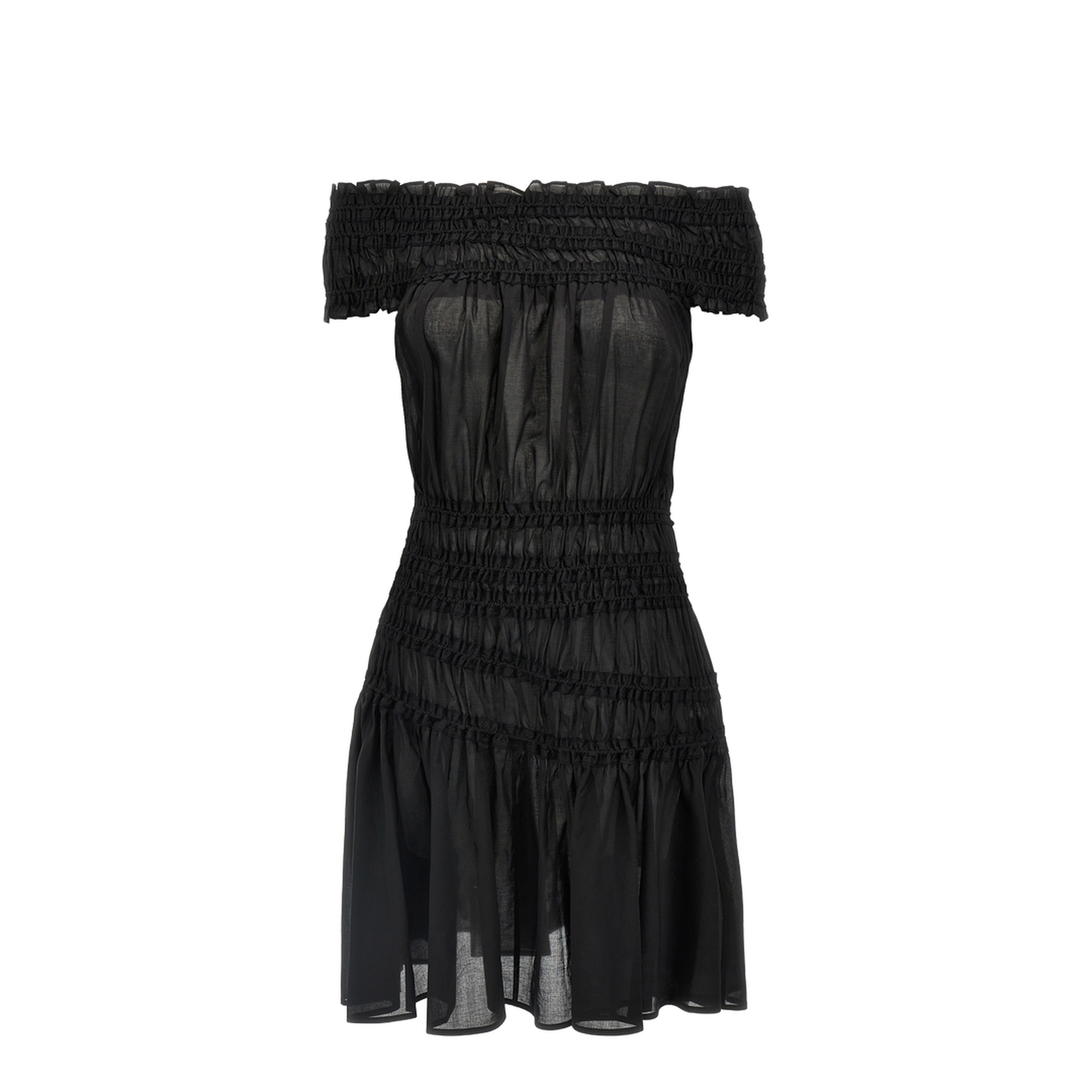Smocked Cotton Dress In Black