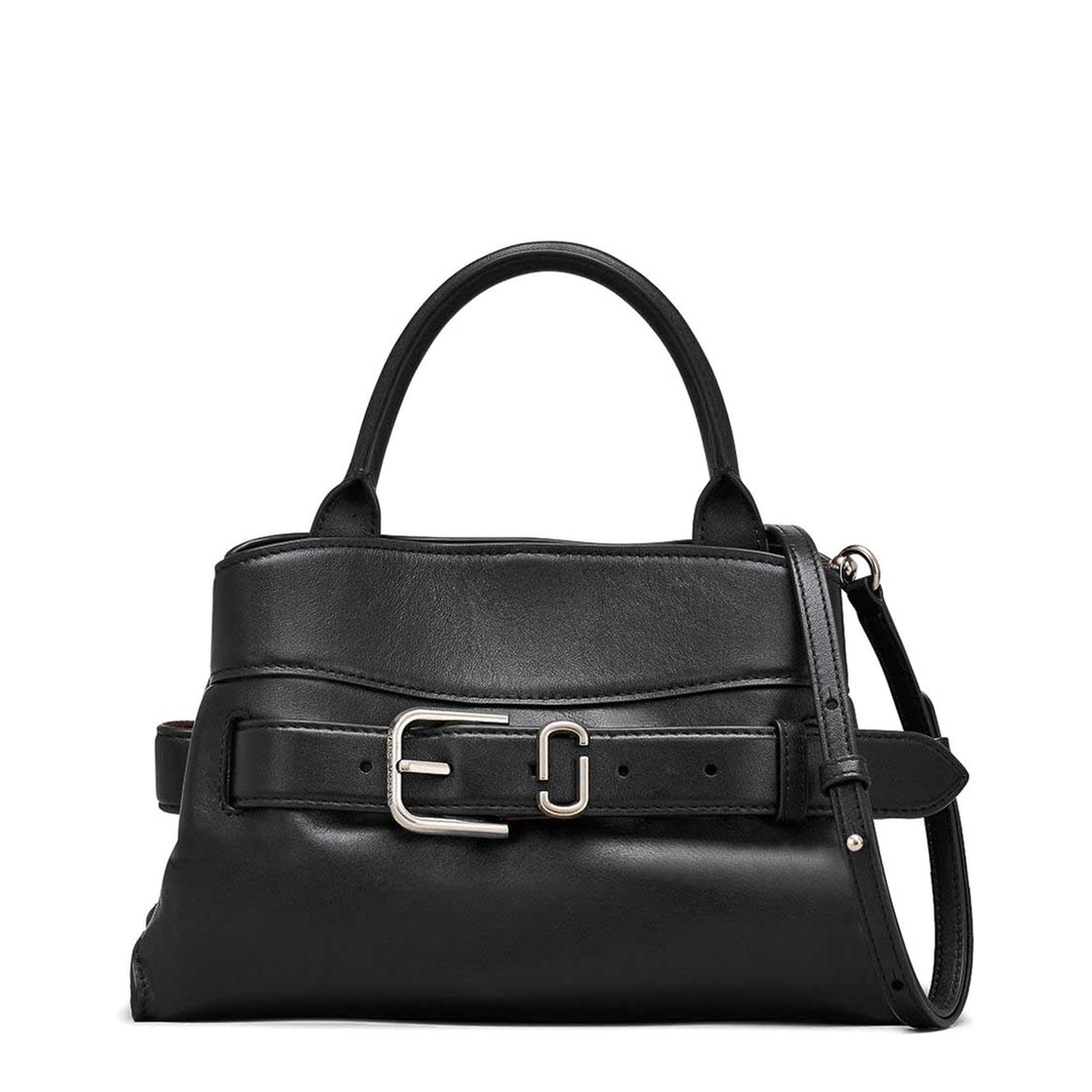 Small Satchel Handbag Leather Black
