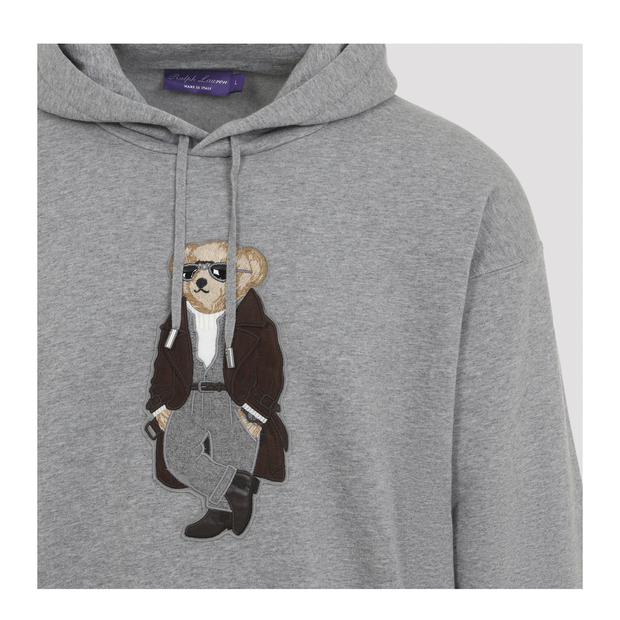 MAYFEYR - RALPH LAUREN PURPLE LABEL - Classic Light Grey Cotton Bear Hoodie - 790P08129001CLASSIC
