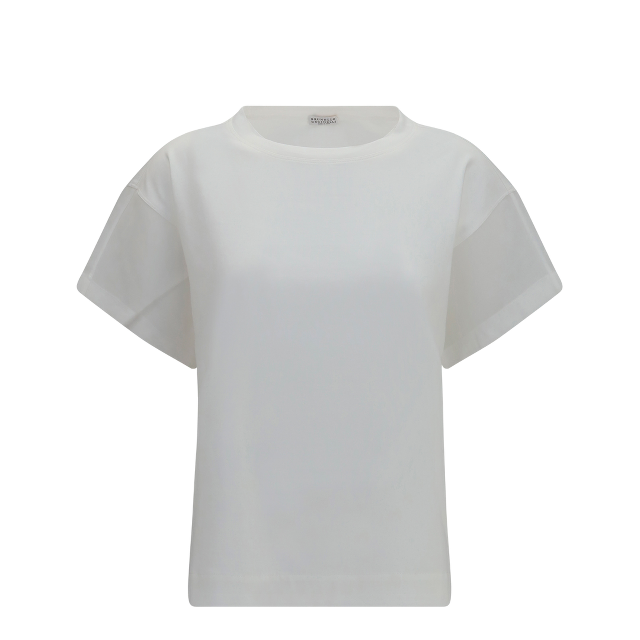 MAYFEYR - Brunello Cucinelli - Cotton T-Shirt With Sheer Sleeves And Side Panels - M0T81BX800