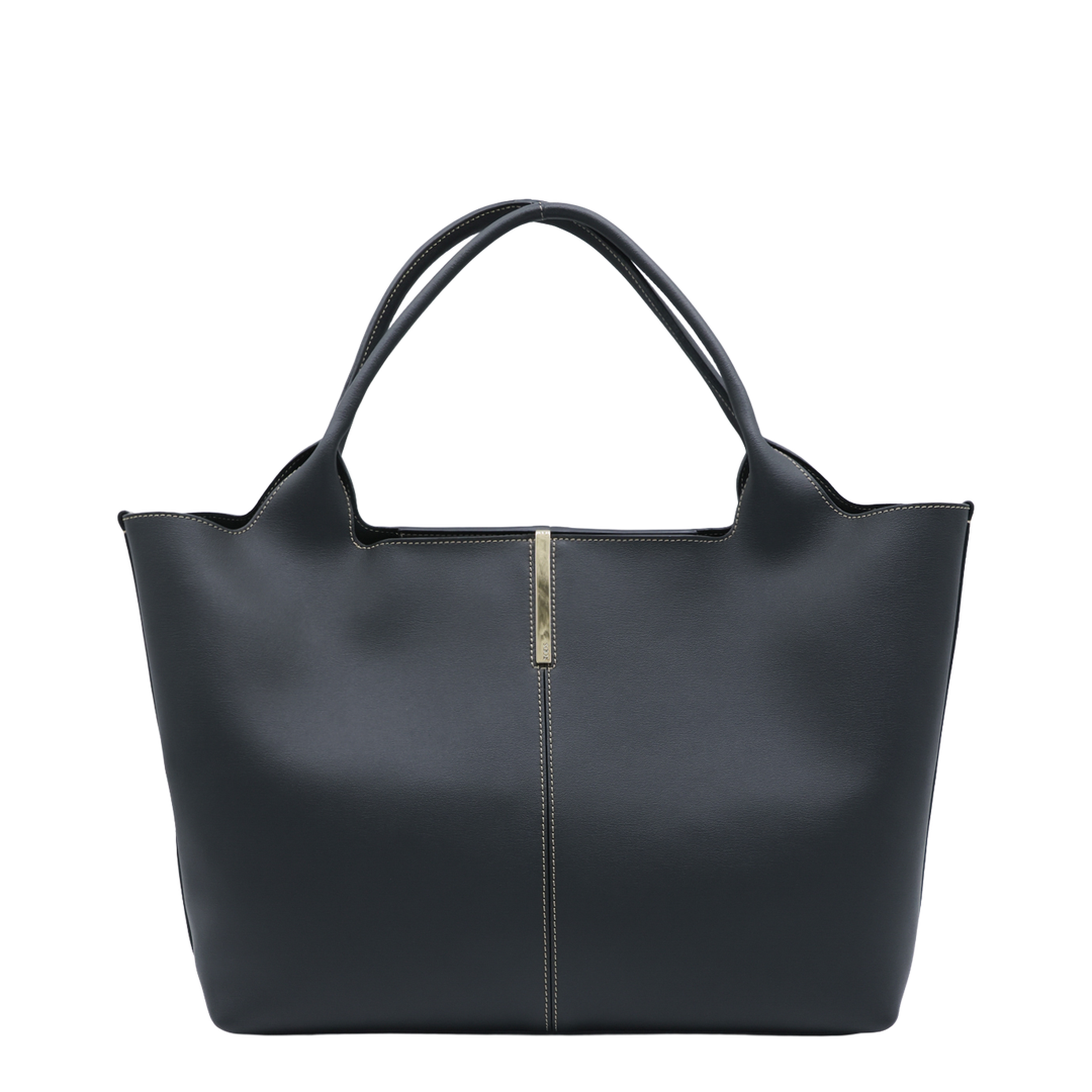 Medium Small Calfskin Shopping Bag - Black