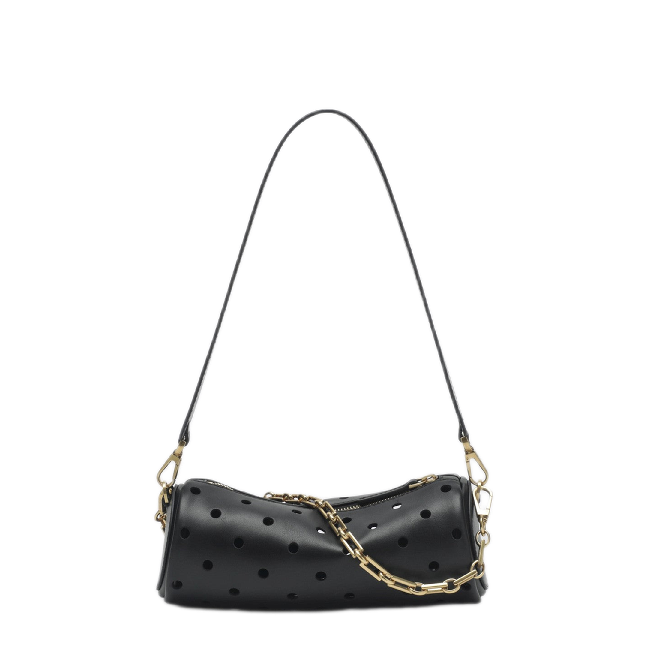 MAYFEYR - Manu Atelier - Mini Cylinder Bag In Perforated Black Leather - 2026114LEBLK