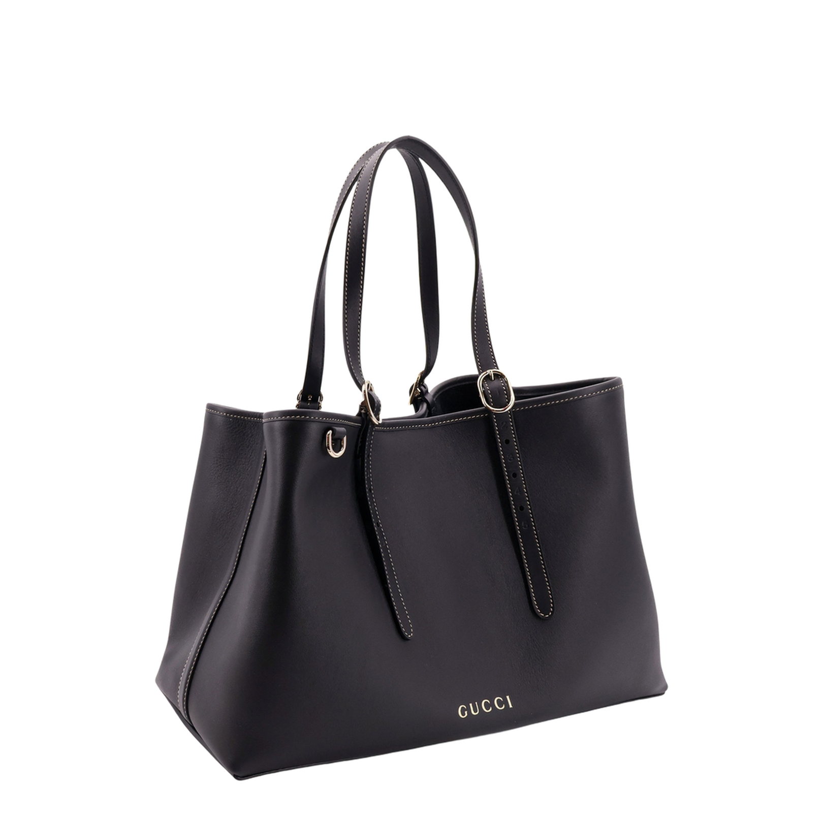GG Emblem Medium Leather Bucket Bag - Black