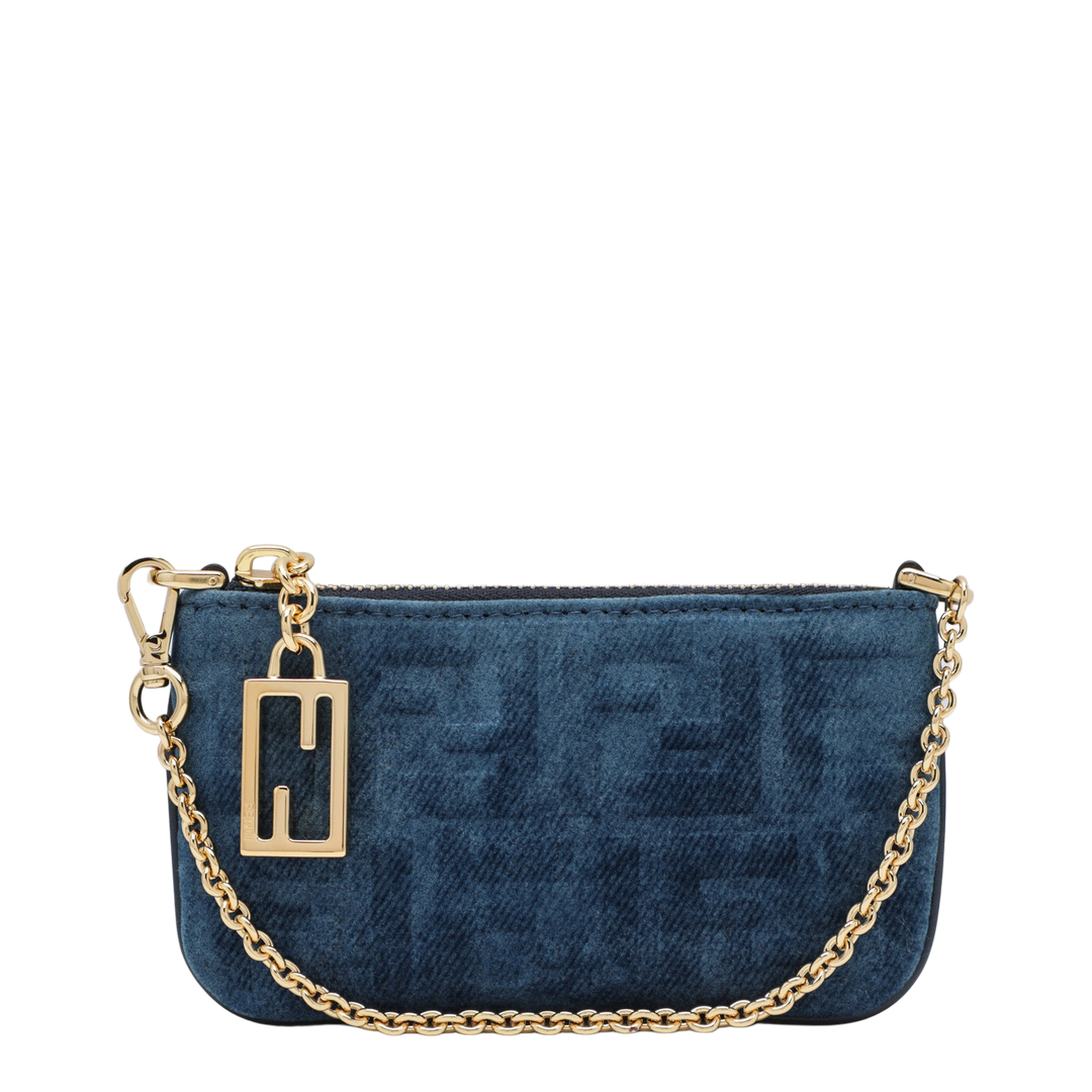 Baguette Pouch Mini in Blue Flocked Denim