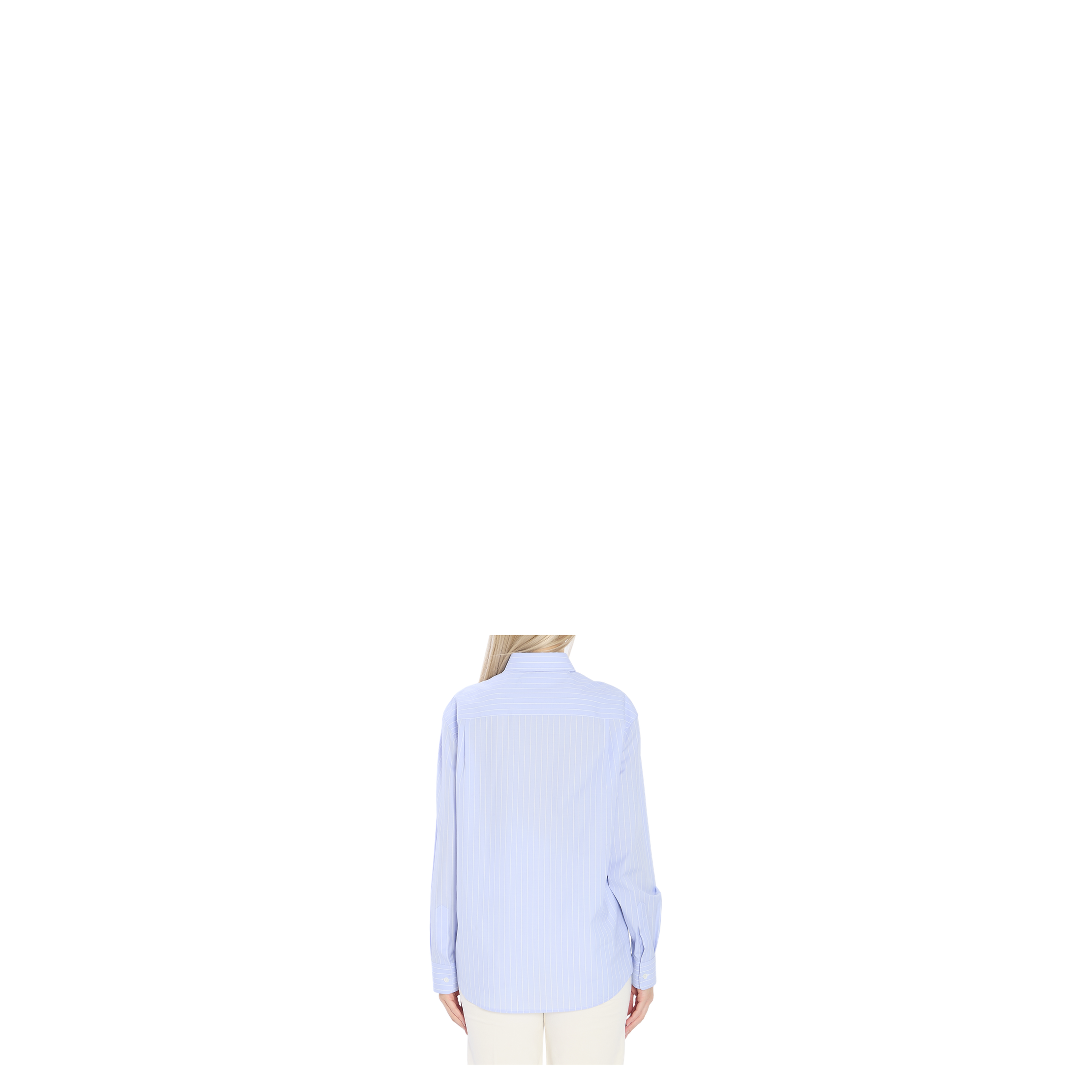 Light Blue Shirt with All-Over Stripe Motif and Embroidered