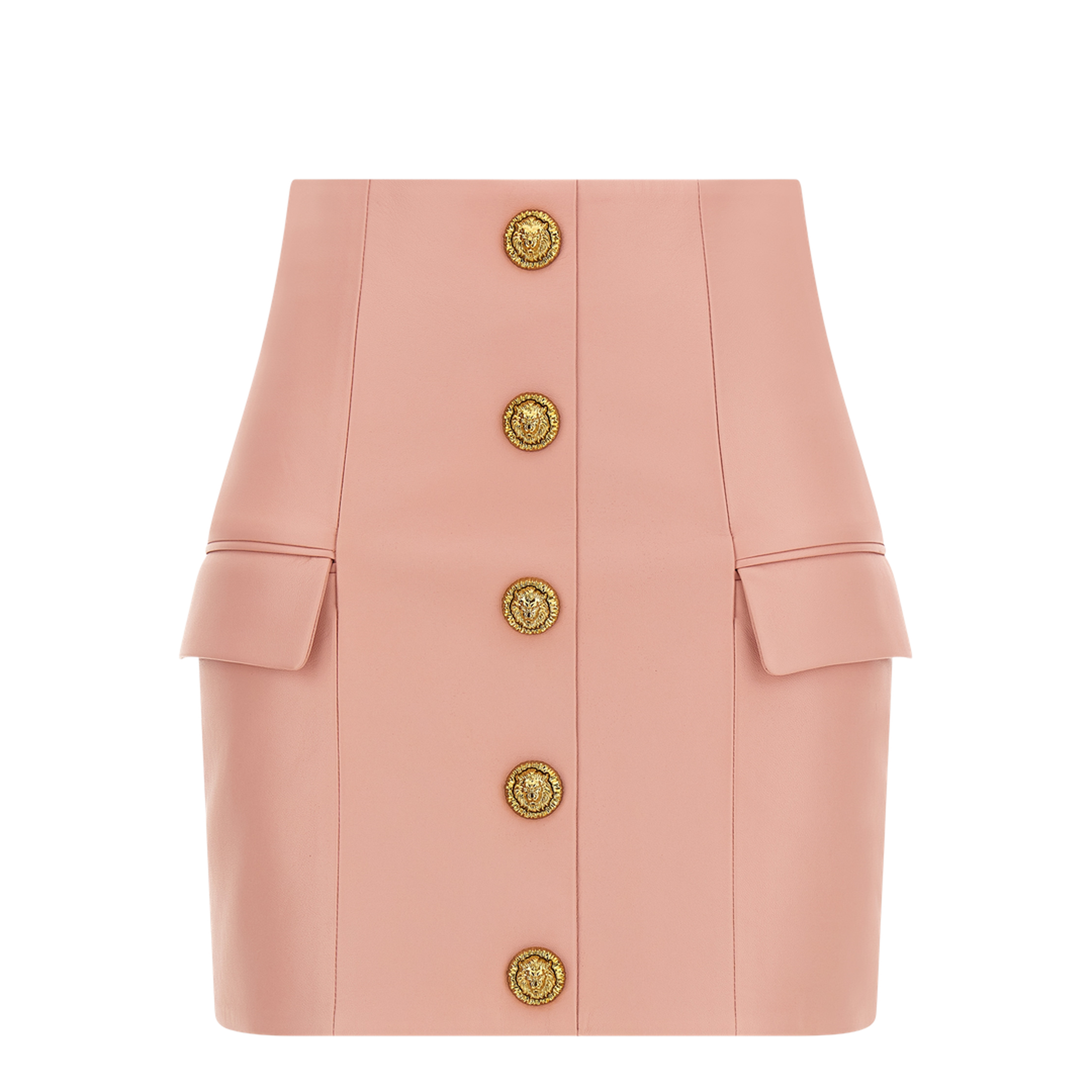 Short Lambskin Skirt with Buttons