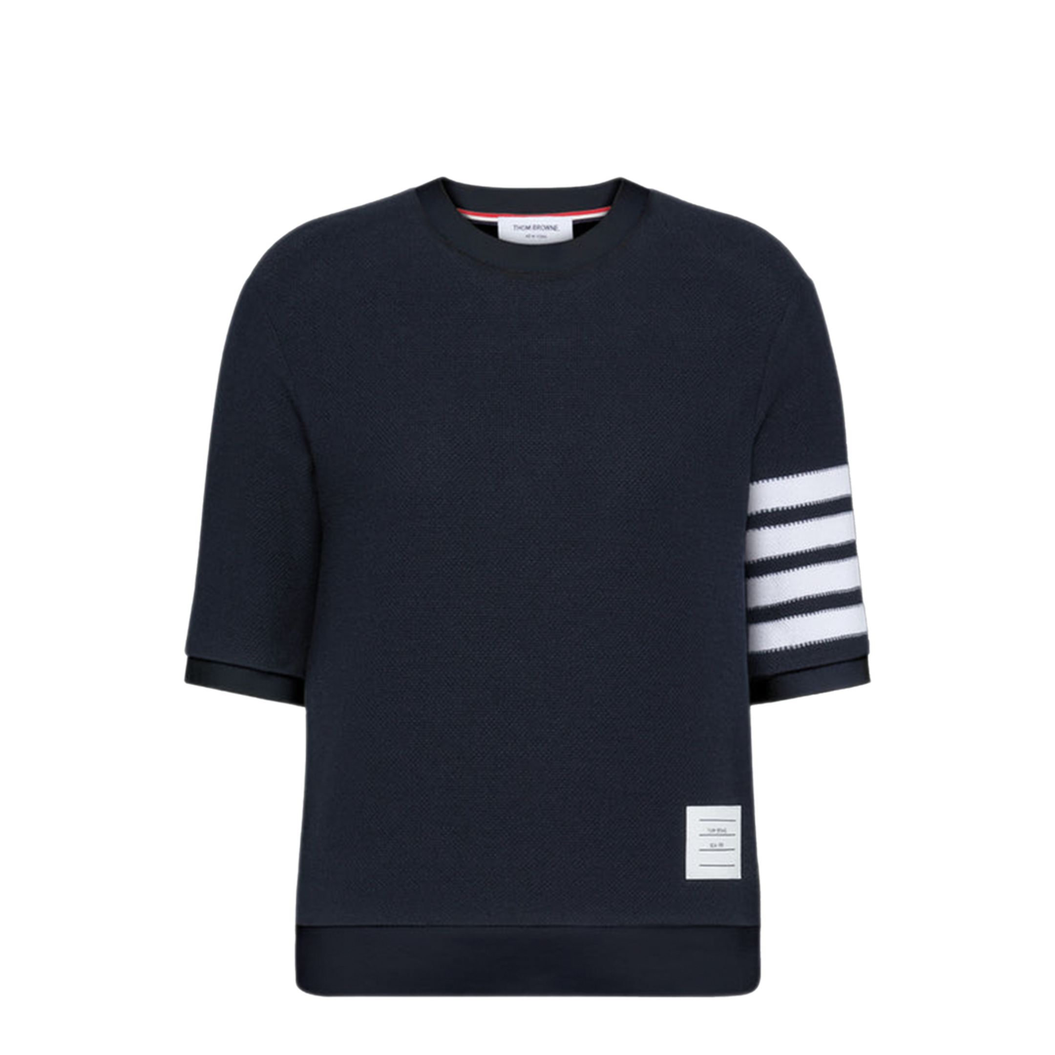 MAYFEYR - Thom Browne - Textured Cotton Piqué 4-Bar T-Shirt - FJS222AJ0248415