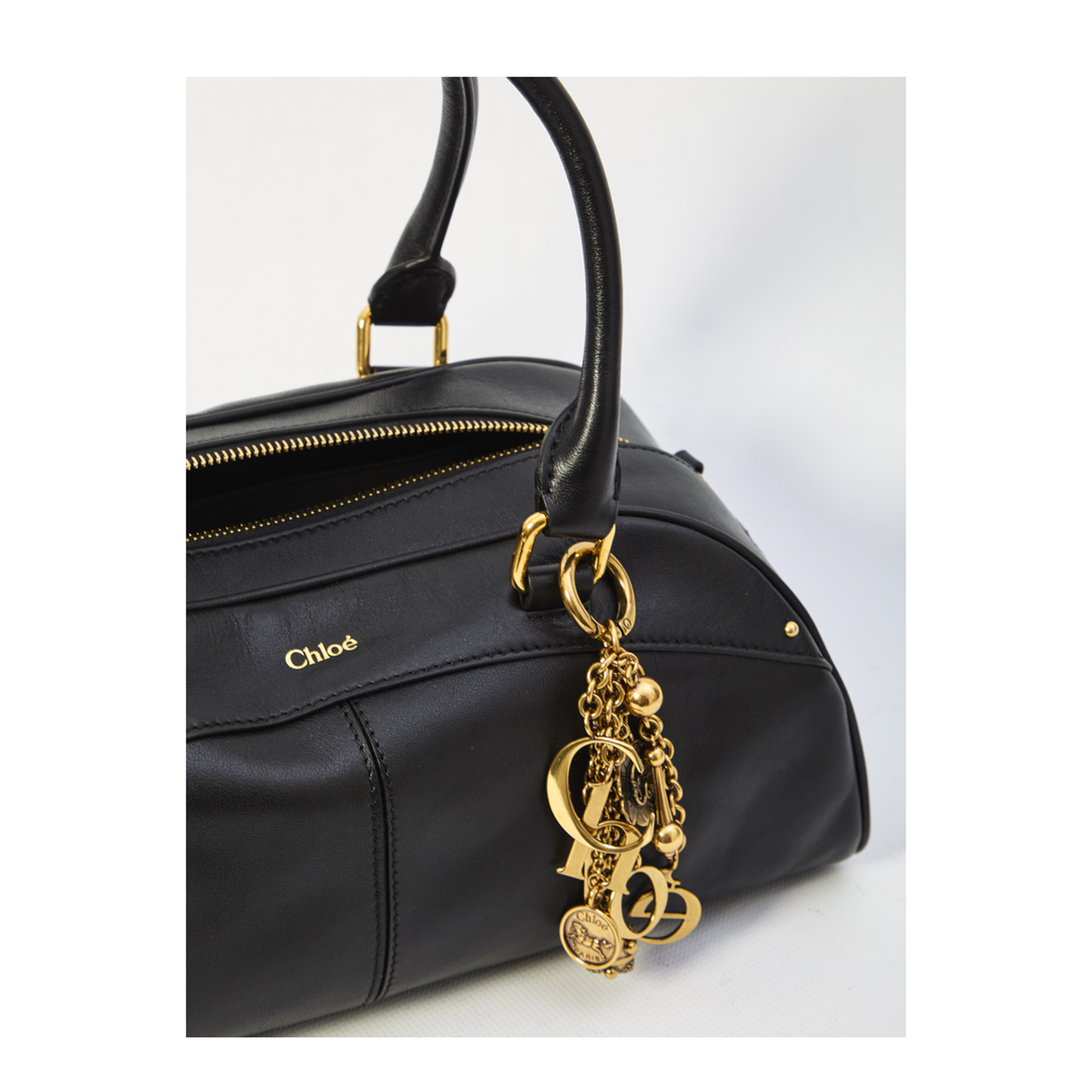 Bowling Bag in Soft Leather Black