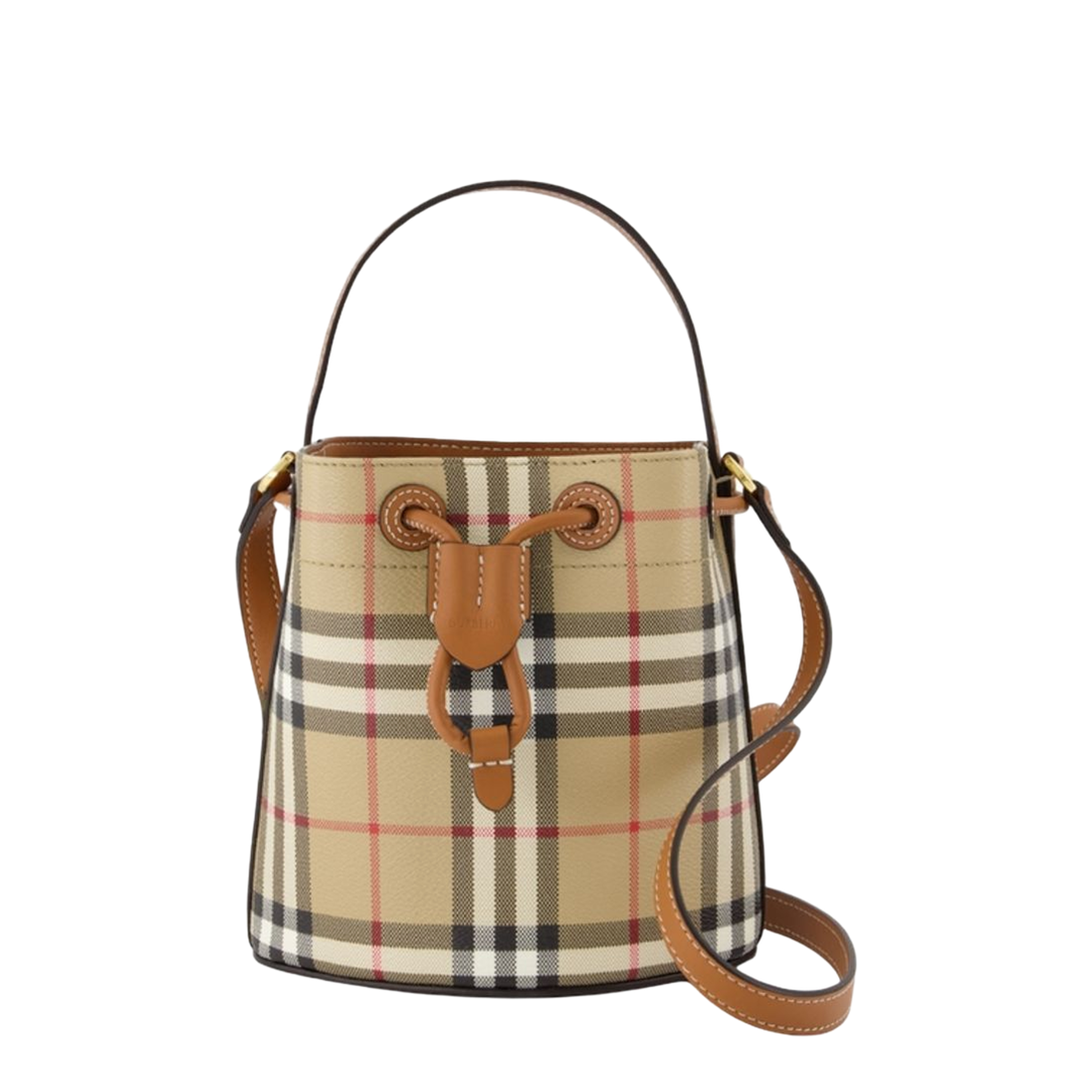Check Mini Bucket Bag