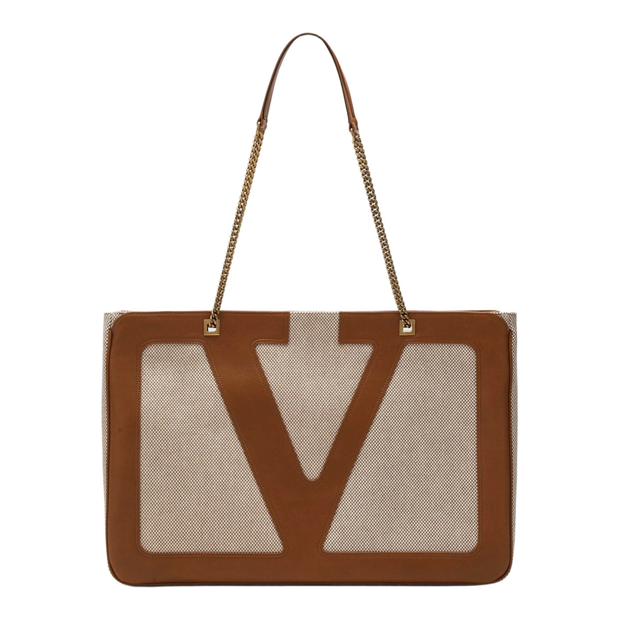 Large Viva Superstar Bag in Natural/Spice Canvas