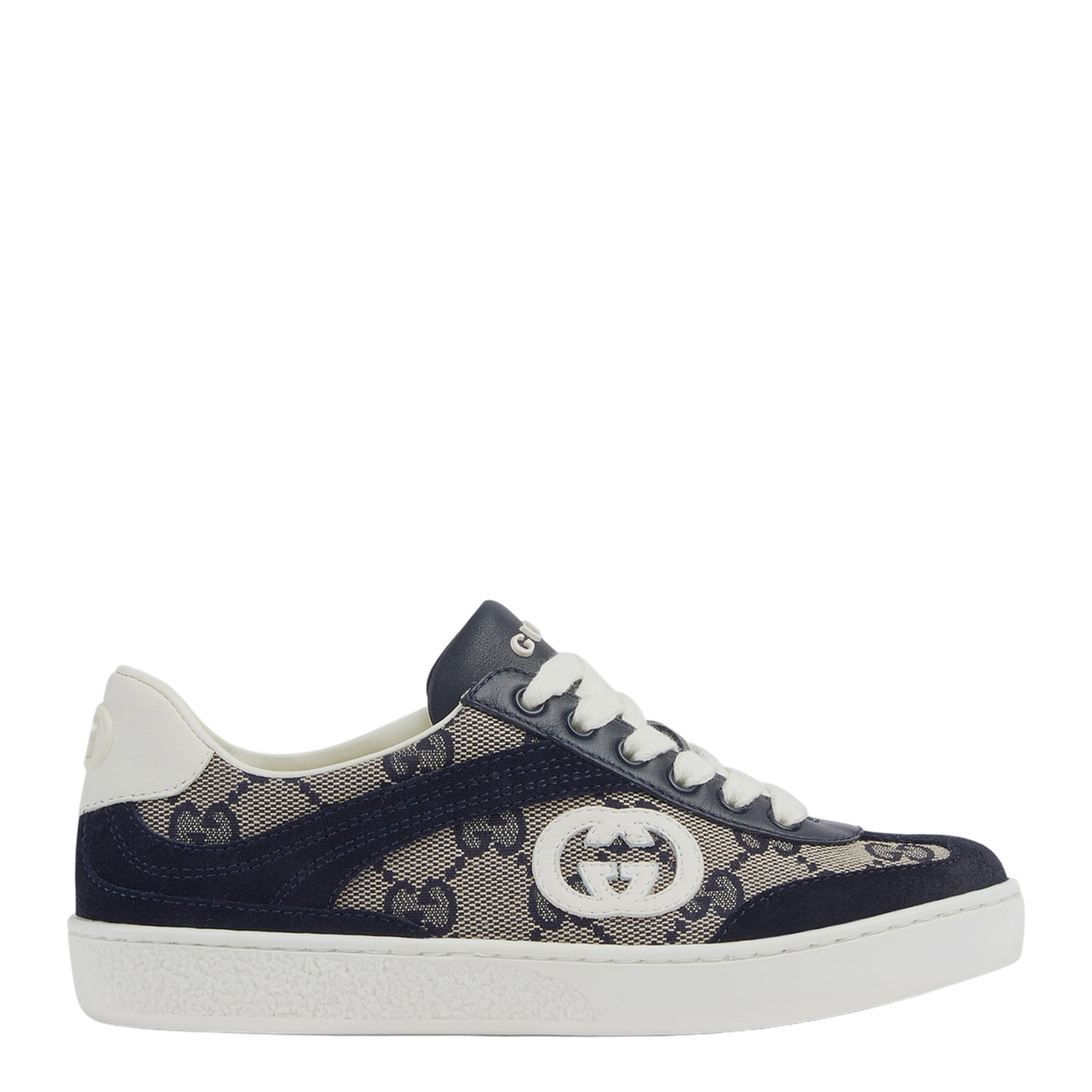 G74 Sneaker in Beige and Blue GG Canvas