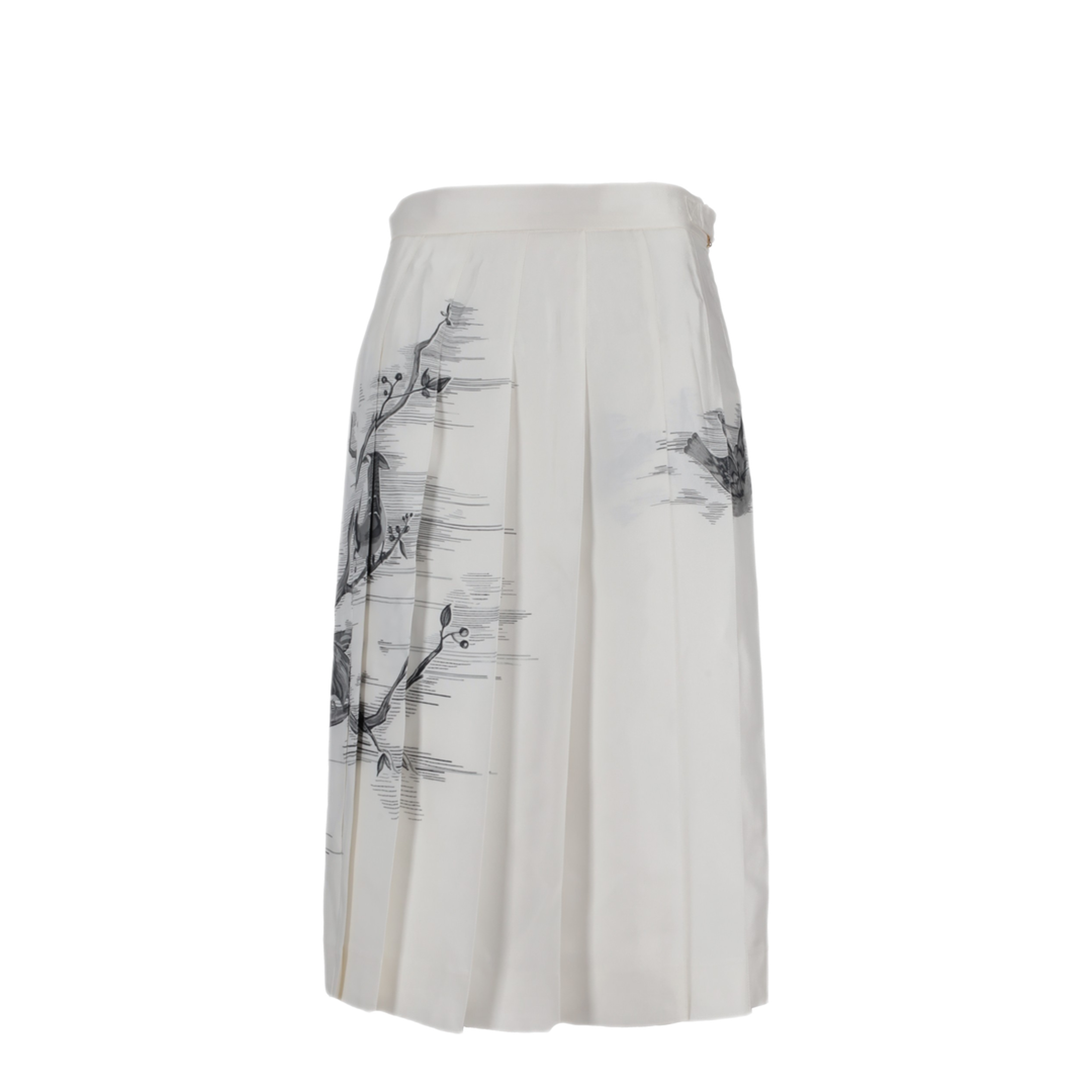 MAYFEYR - Thom Browne - Classic Knee Dropped Back Pleated Skirt In Engineered Bird Toile Printed Silk Twill - FGC400AF1047100