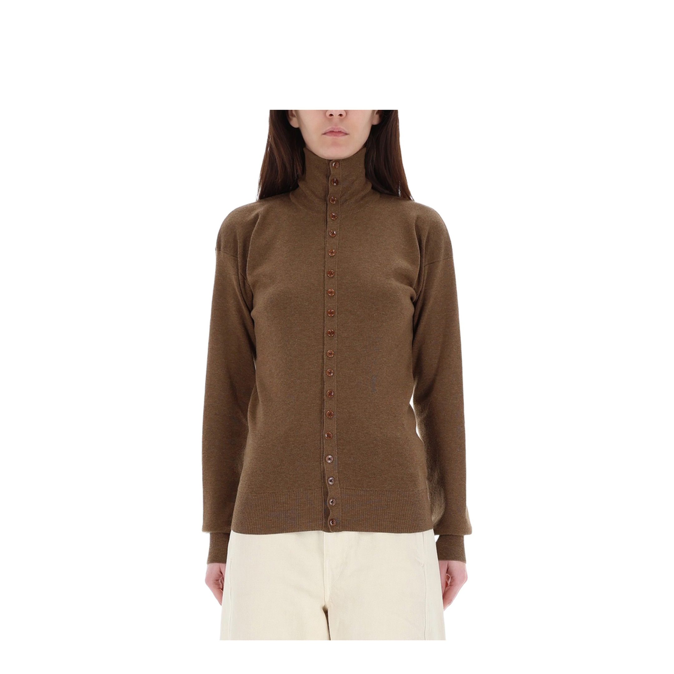 Wool High Collar Cardigan