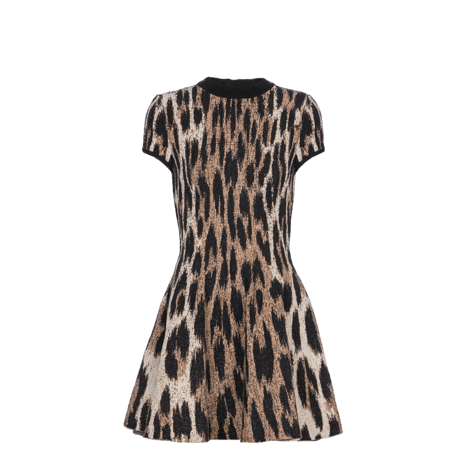 A-line leopard print jacquard dress
