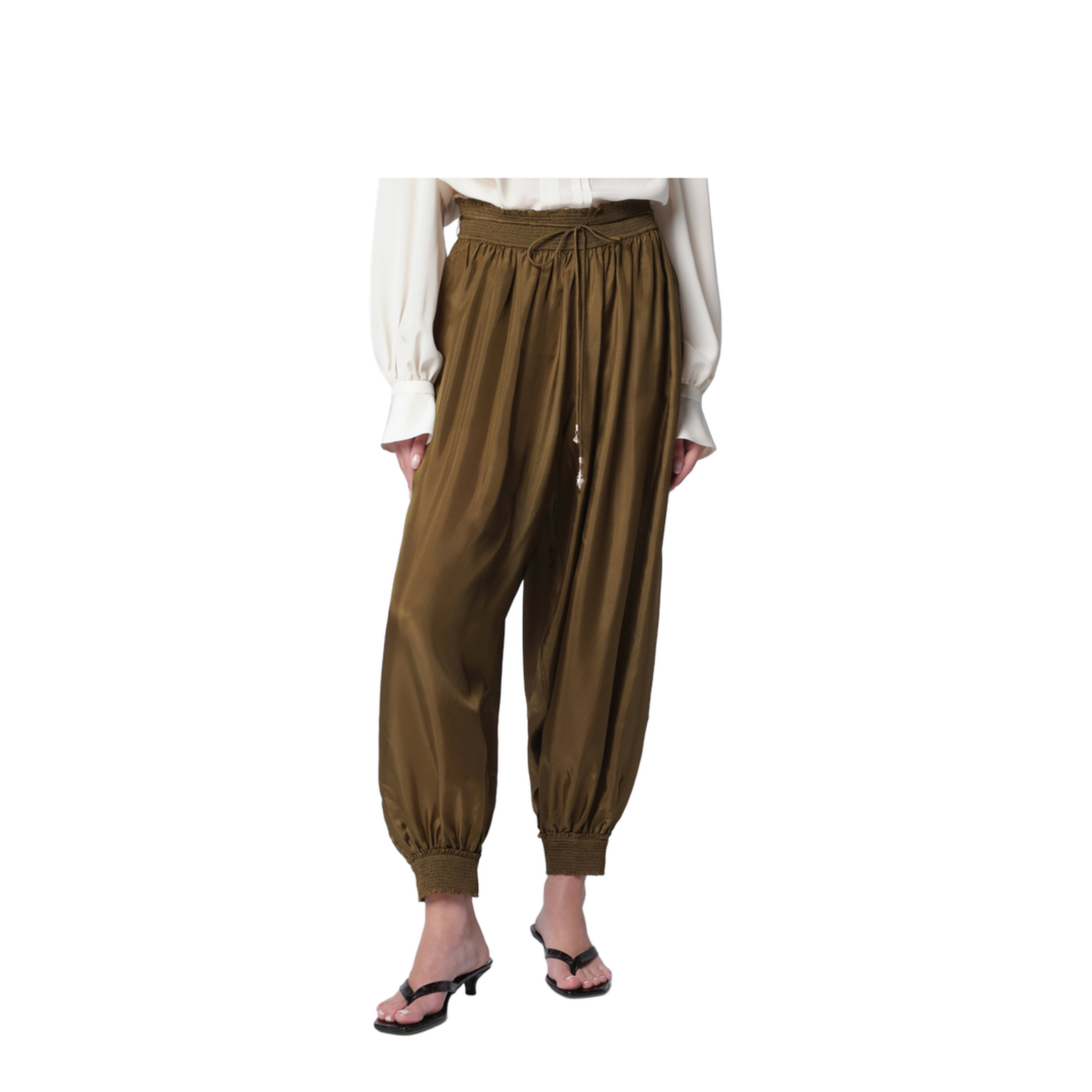 MAYFEYR - Zimmermann - Olive Silk Habotai Harem Pants - 7738PSS263SIOL