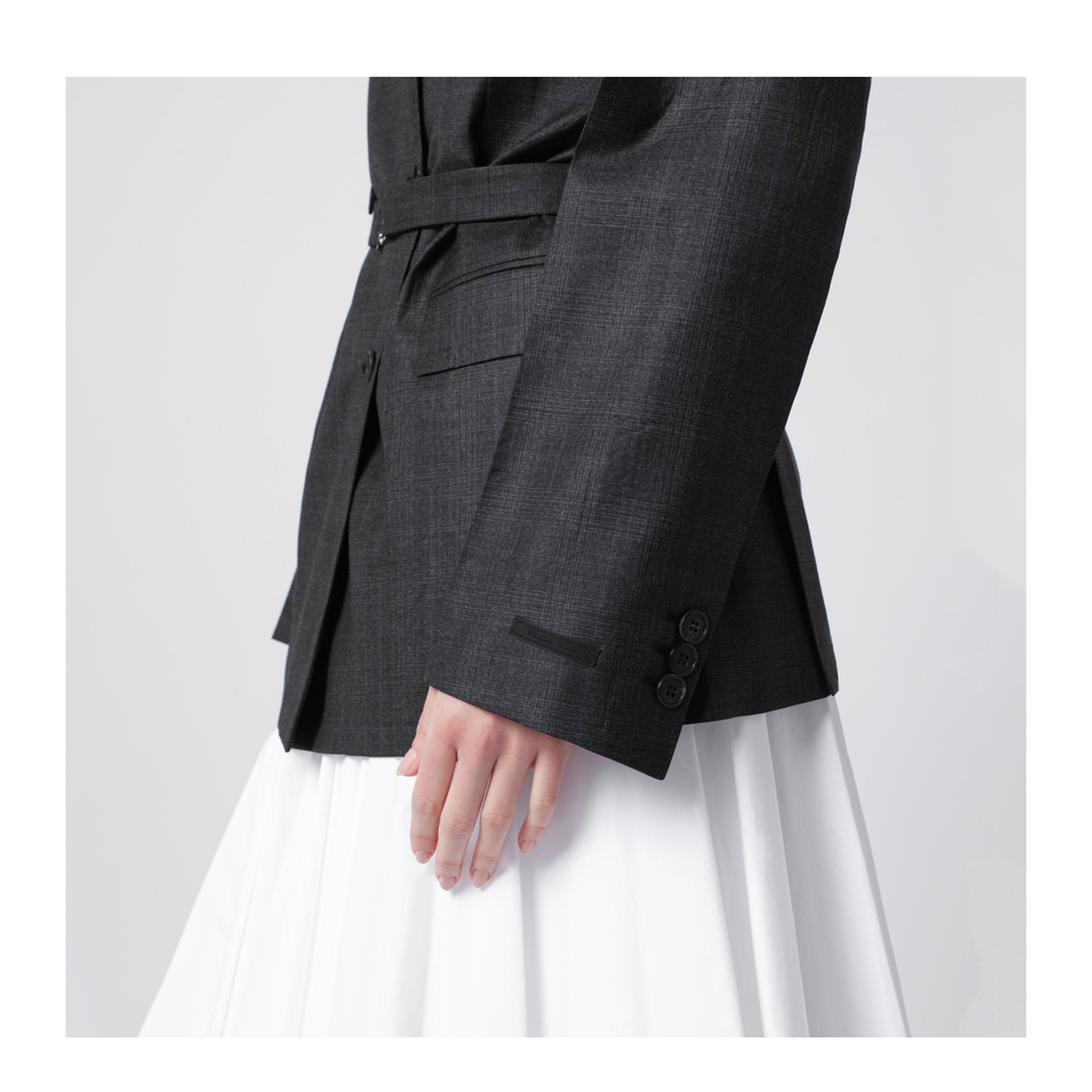 Double-breasted wool jacket with check pattern