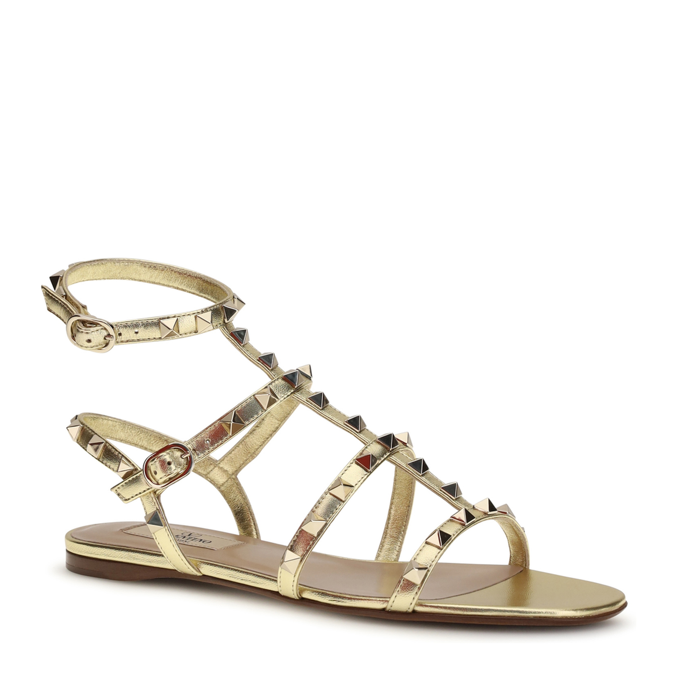 MAYFEYR - Valentino - Rockstud Flat Sandals Laminated Leather - 8W2S0A05QKH