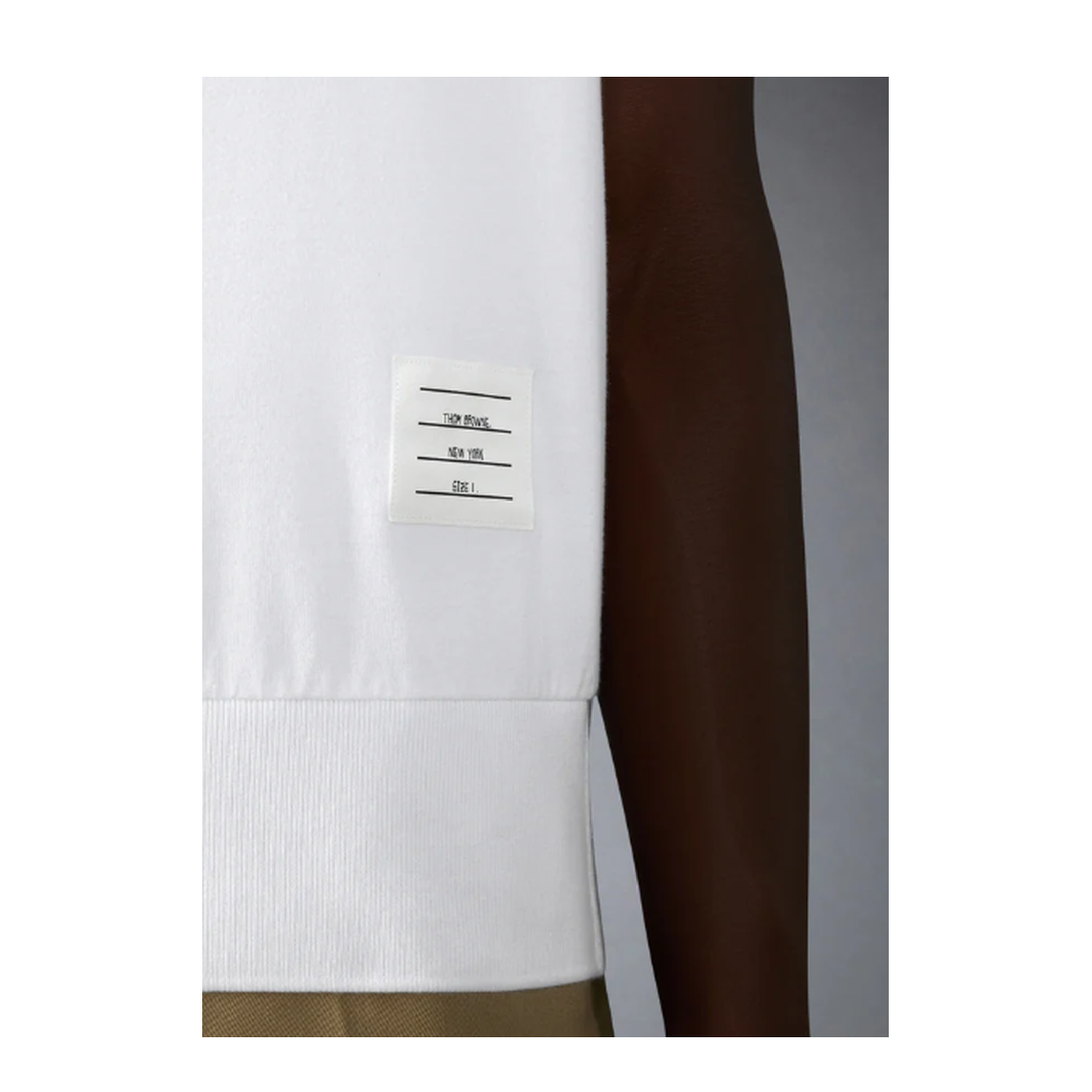MAYFEYR - Thom Browne - Garment Dyed Short Sleeve Rib Cuff Tee In Med Weight Jersey W/ Overdyed 4 Bar - MJS303AJ0253100