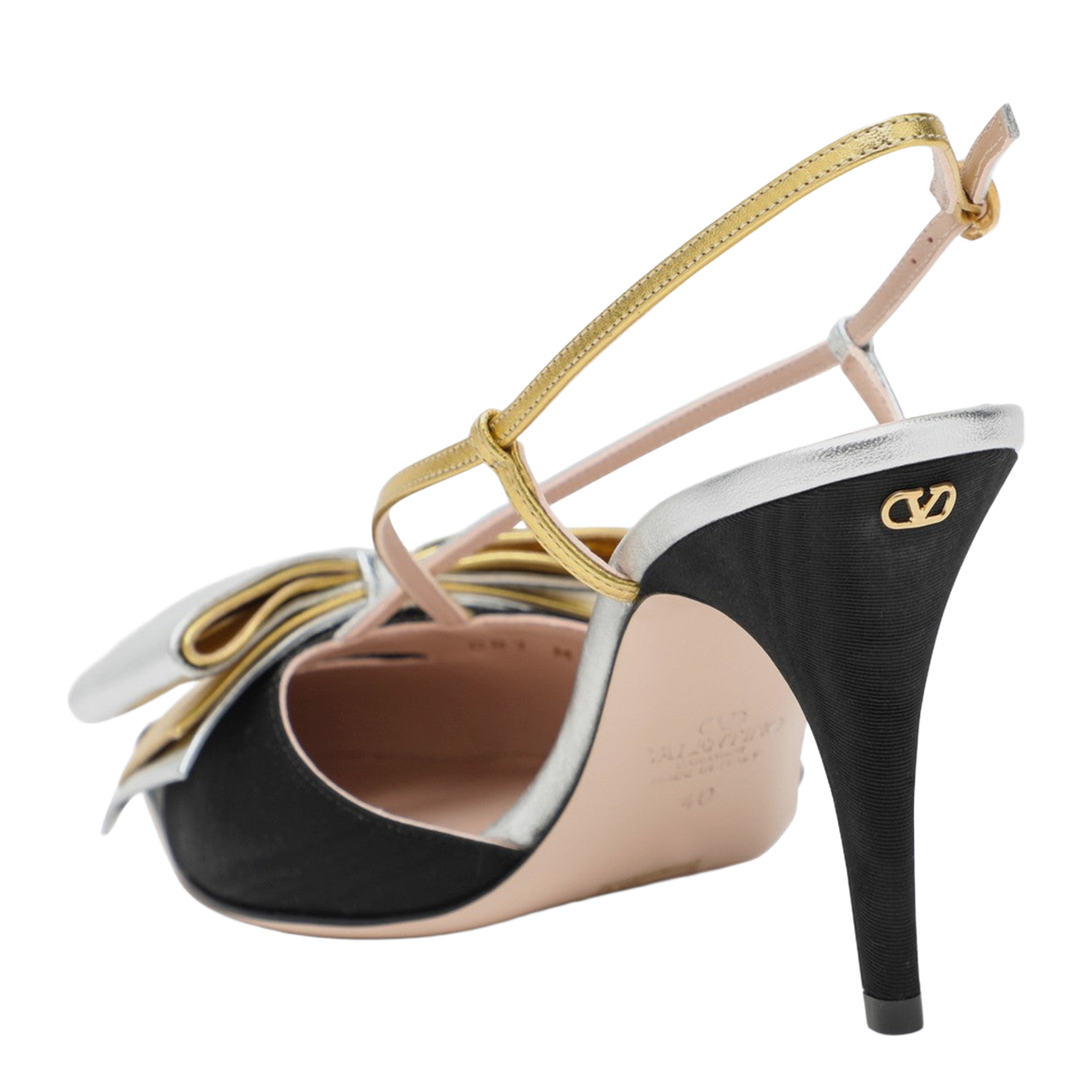 Slingback Bowow Pumps Black with Bow