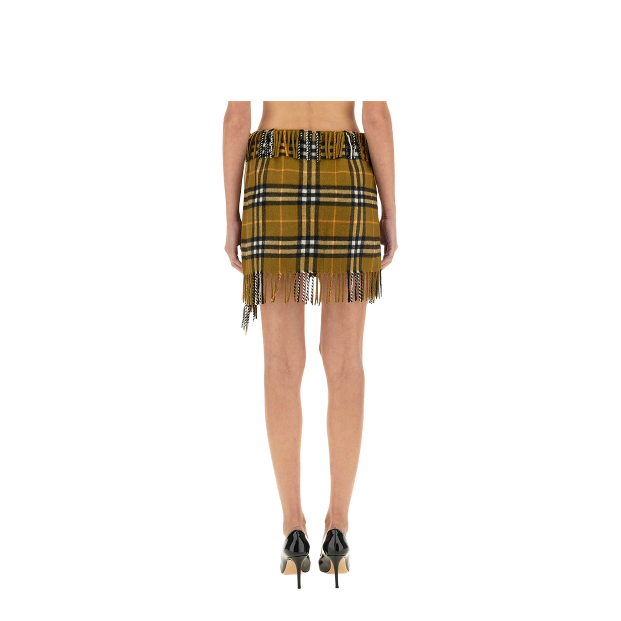 Wool and Cashmere Check Scarf Style Skirt