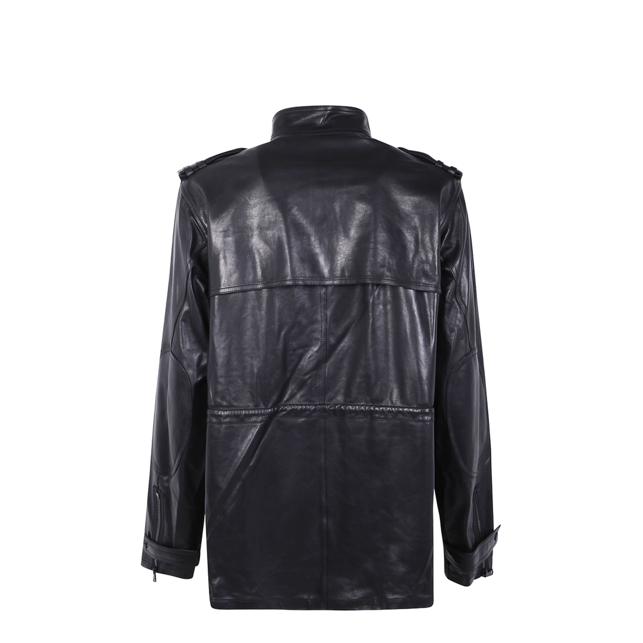Lambskin Mid Length Parka Leather Black