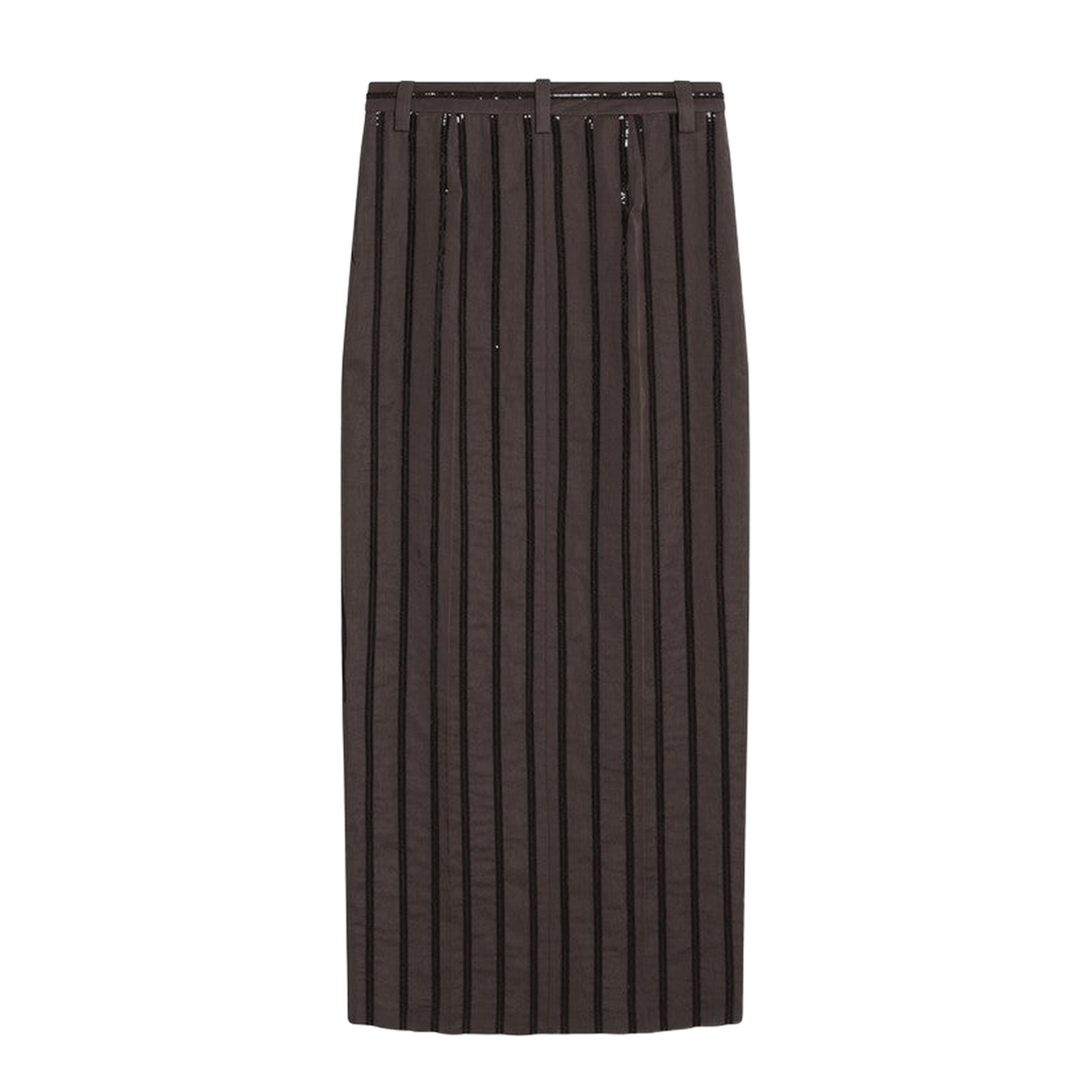 Long Skirt with Brown Dazzling Stripe Embroidery