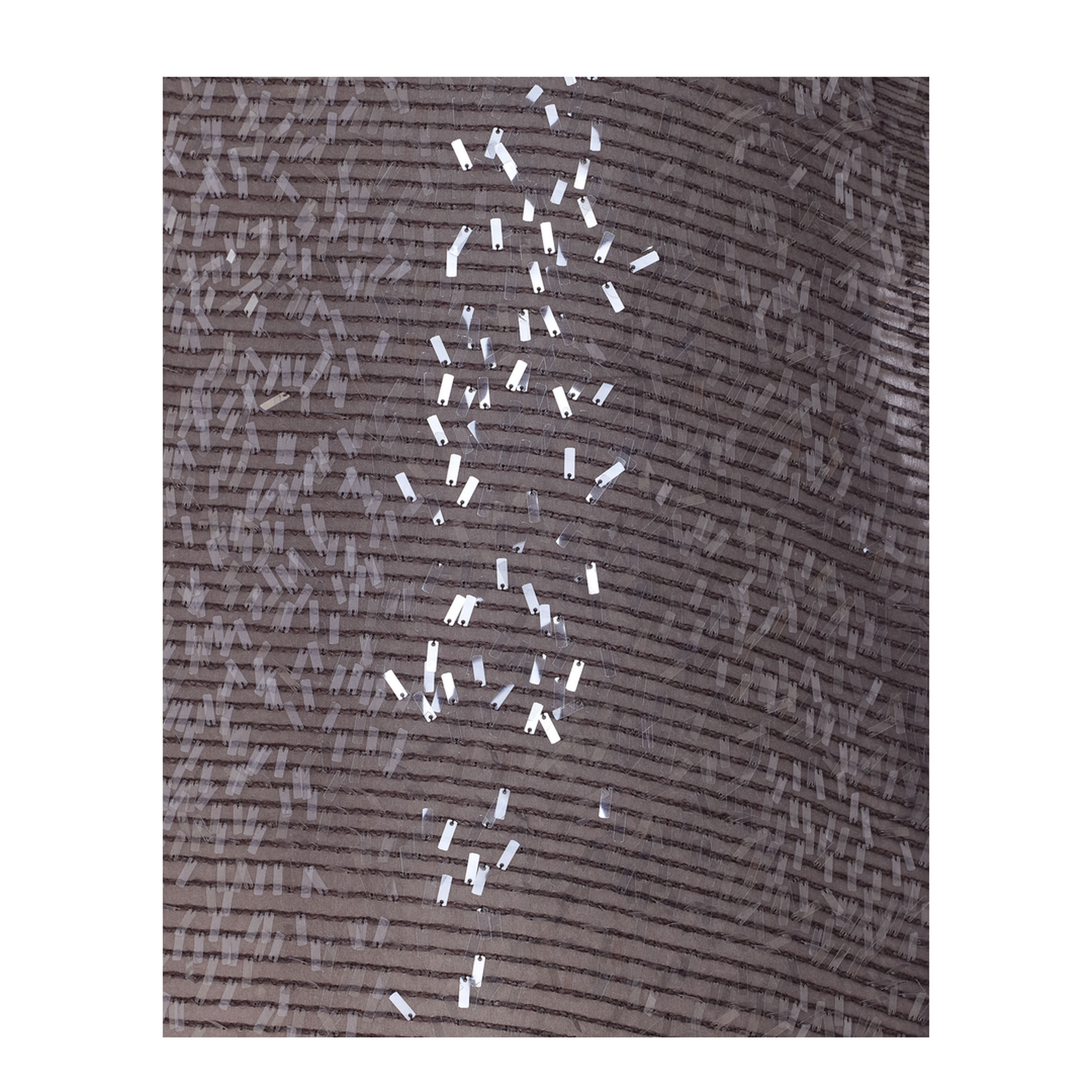 Brown Silk Sequin Top With Round Neck