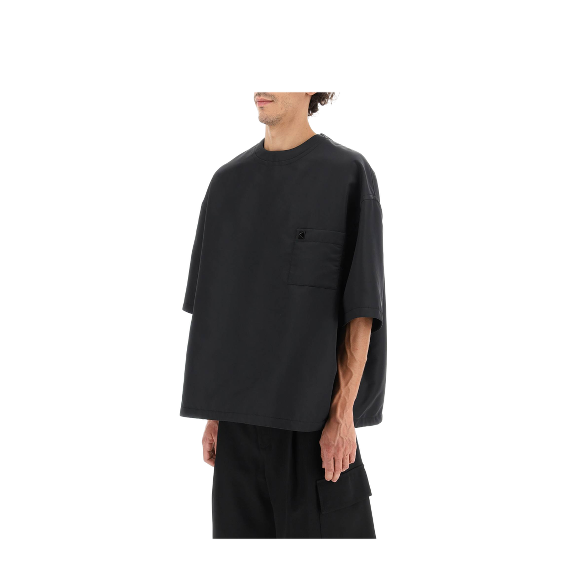 Black Nylon Oversize Shirt