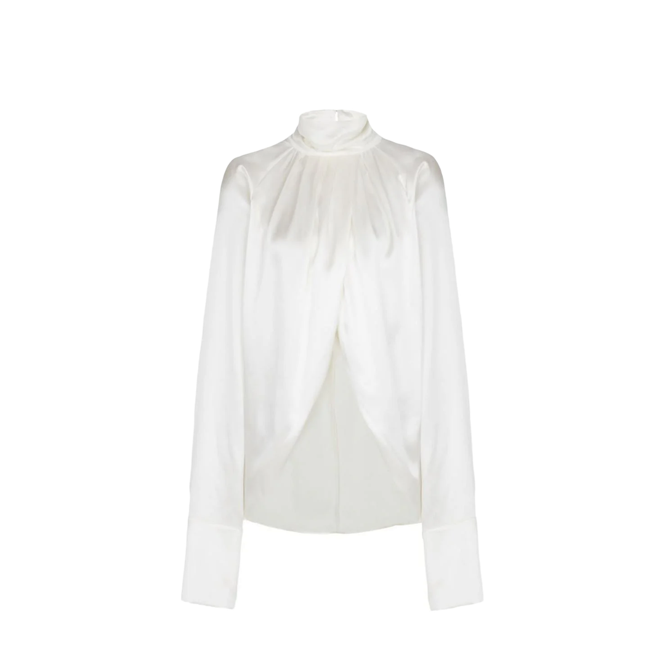 Draped Silk Blouse Shirt