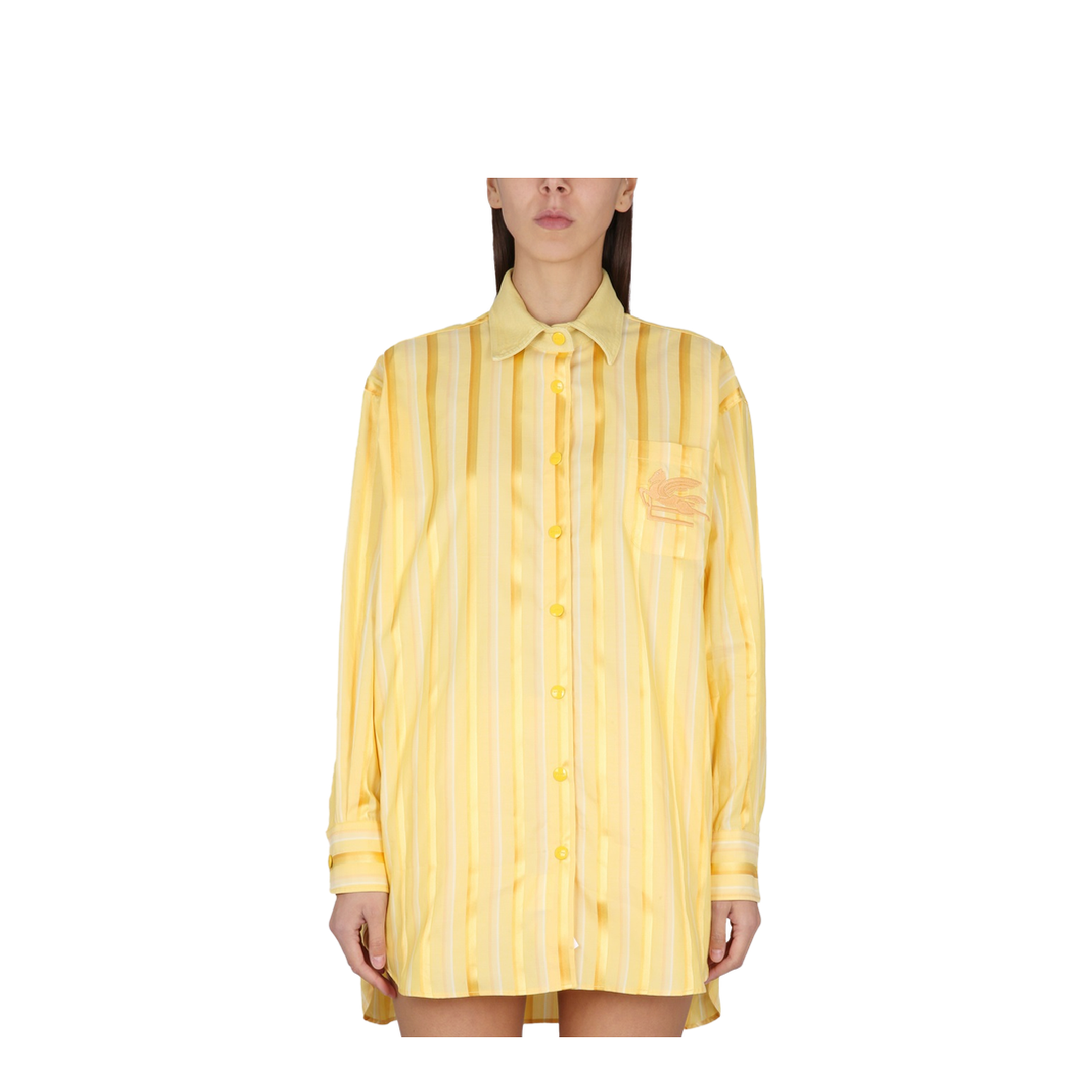 Striped Shirt Dress - Yellow