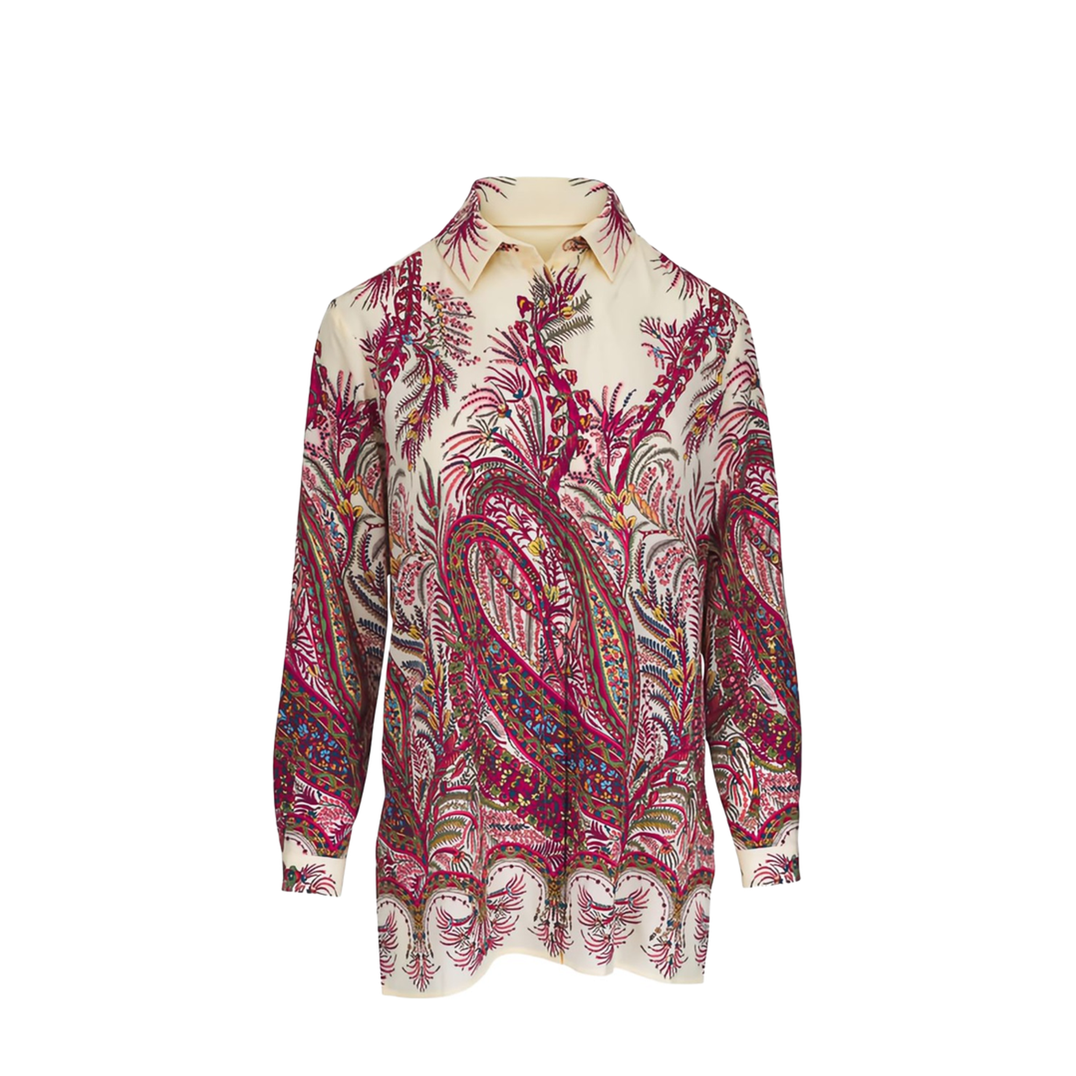 Paisley Print Crepe de Chine Silk Shirt