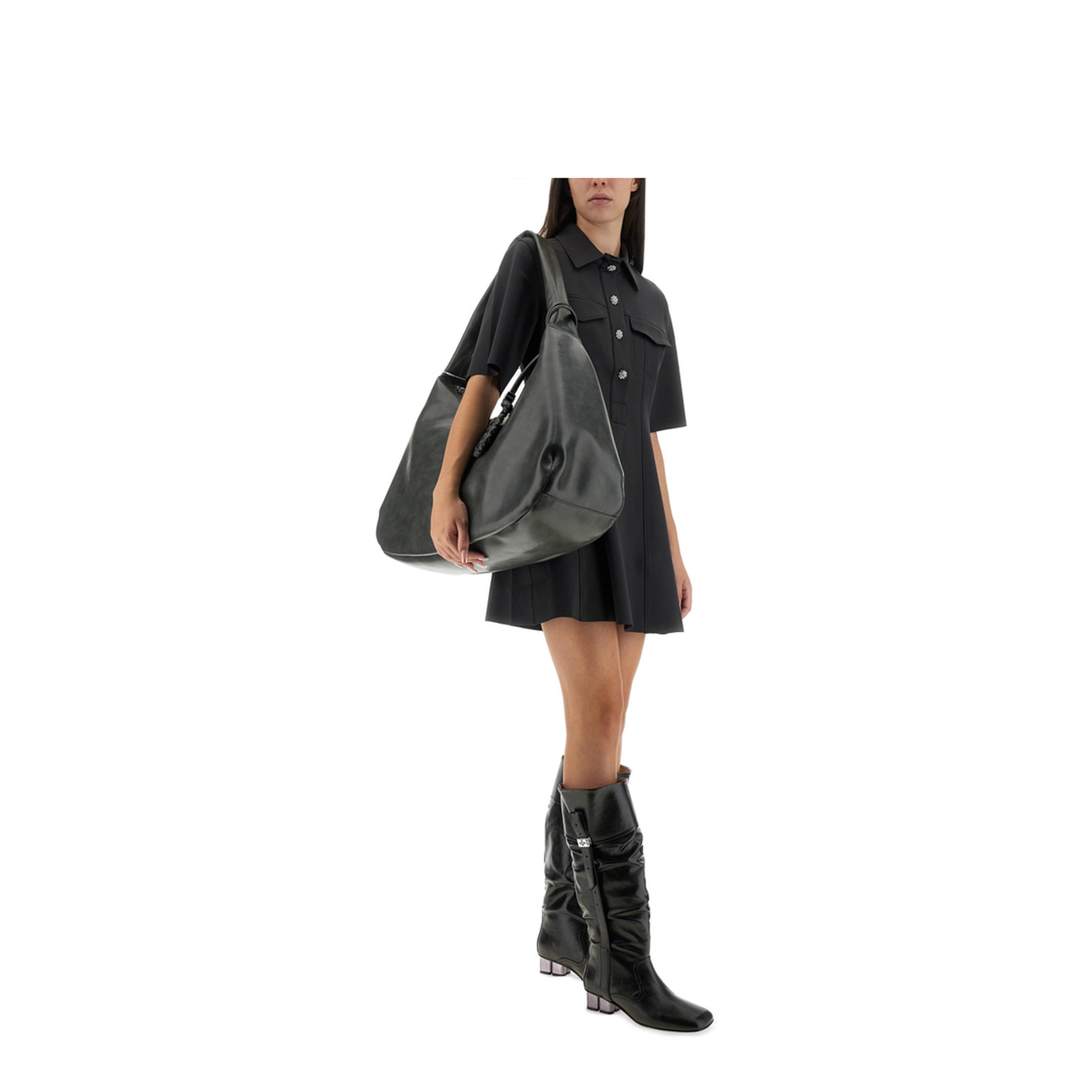 Mini Dress with Scalloped Buttons