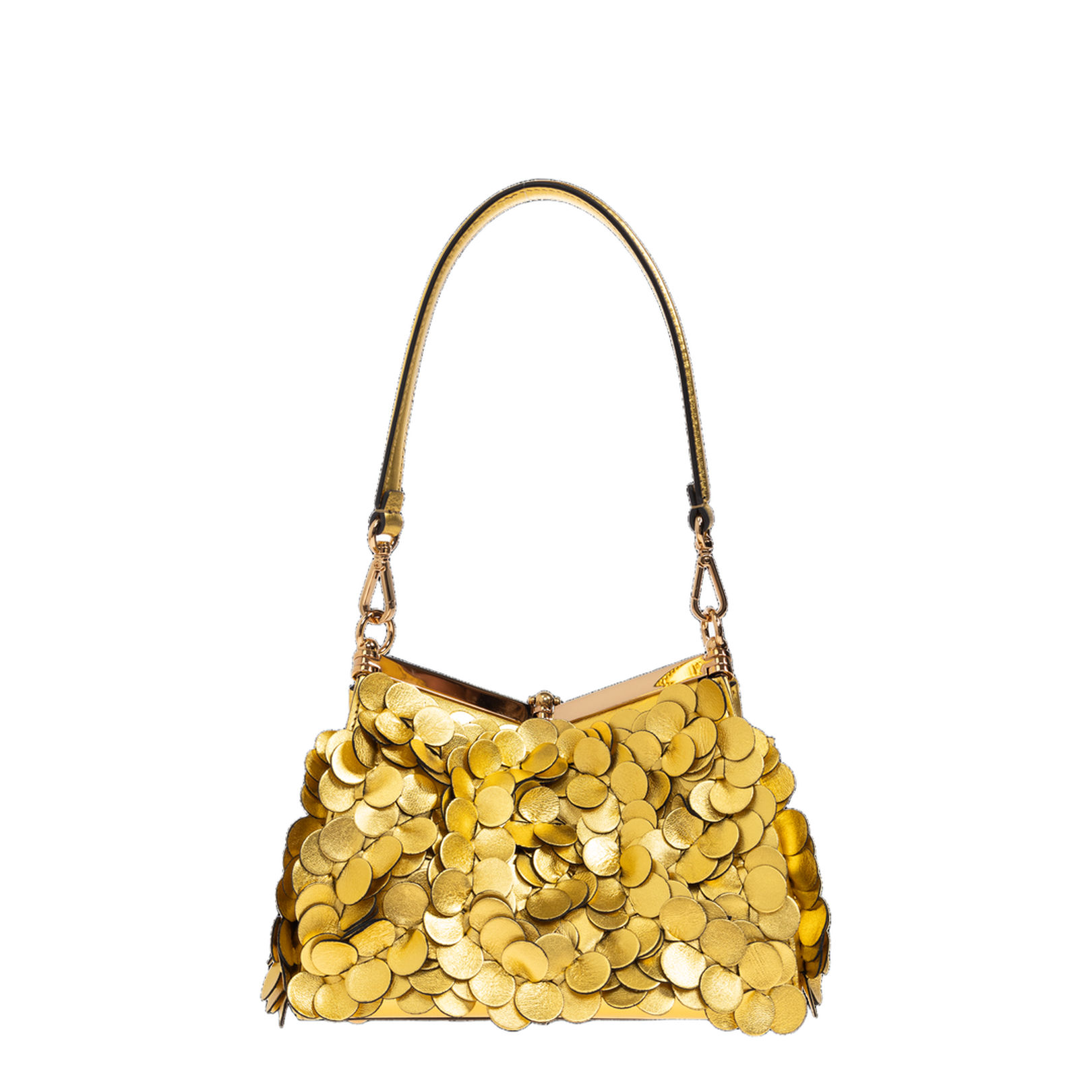 Small Leather Vela Bag with Laminated Sequins