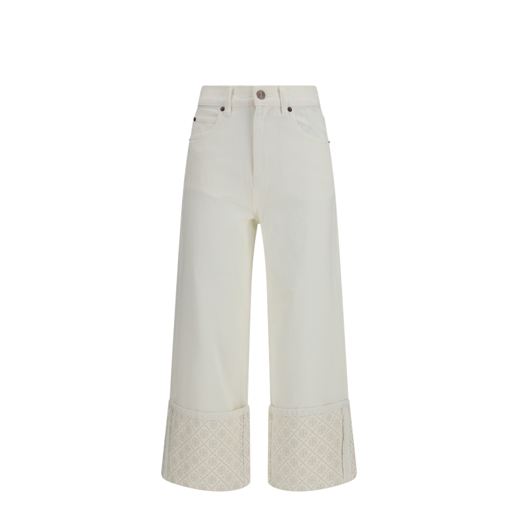 MAYFEYR - Tory Burch - Monogram Contrast Cuff Straight-Leg Jeans - 183553