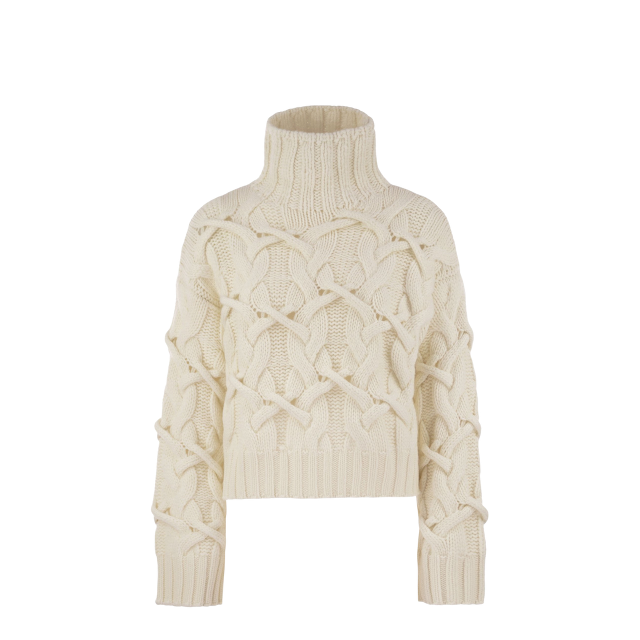 Braided High Necked Cashmere Sweater