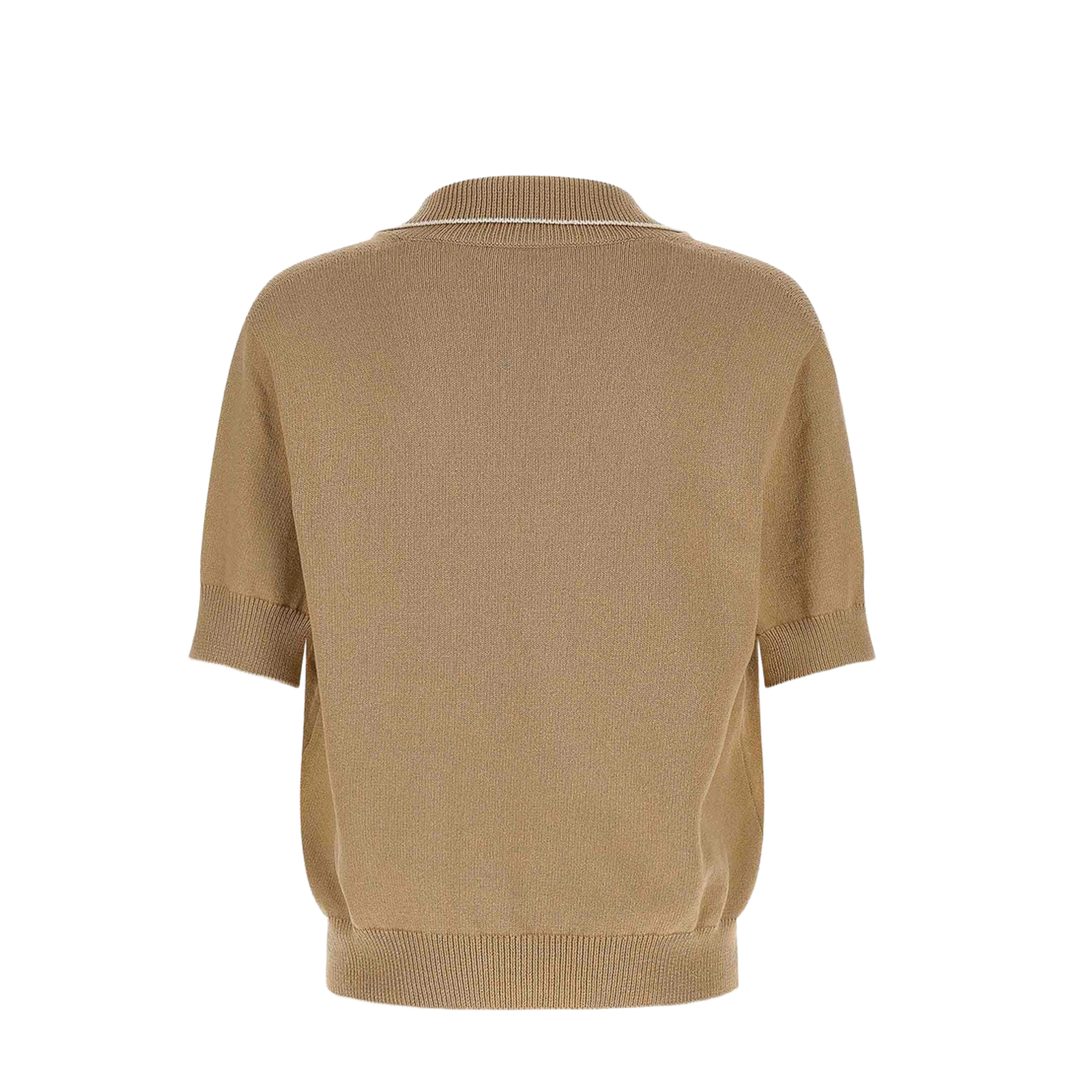 Écusson Knit Polo Shirt Beige