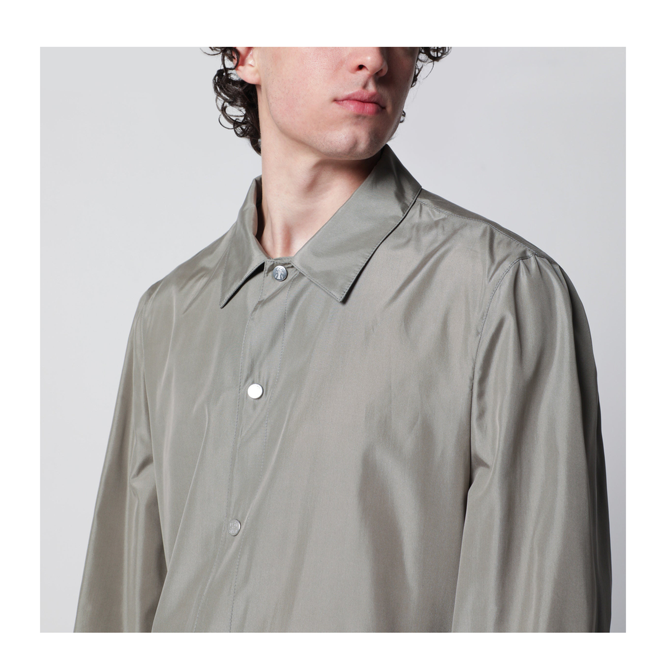 Unlined Jacket In Khaki Membrane Silk