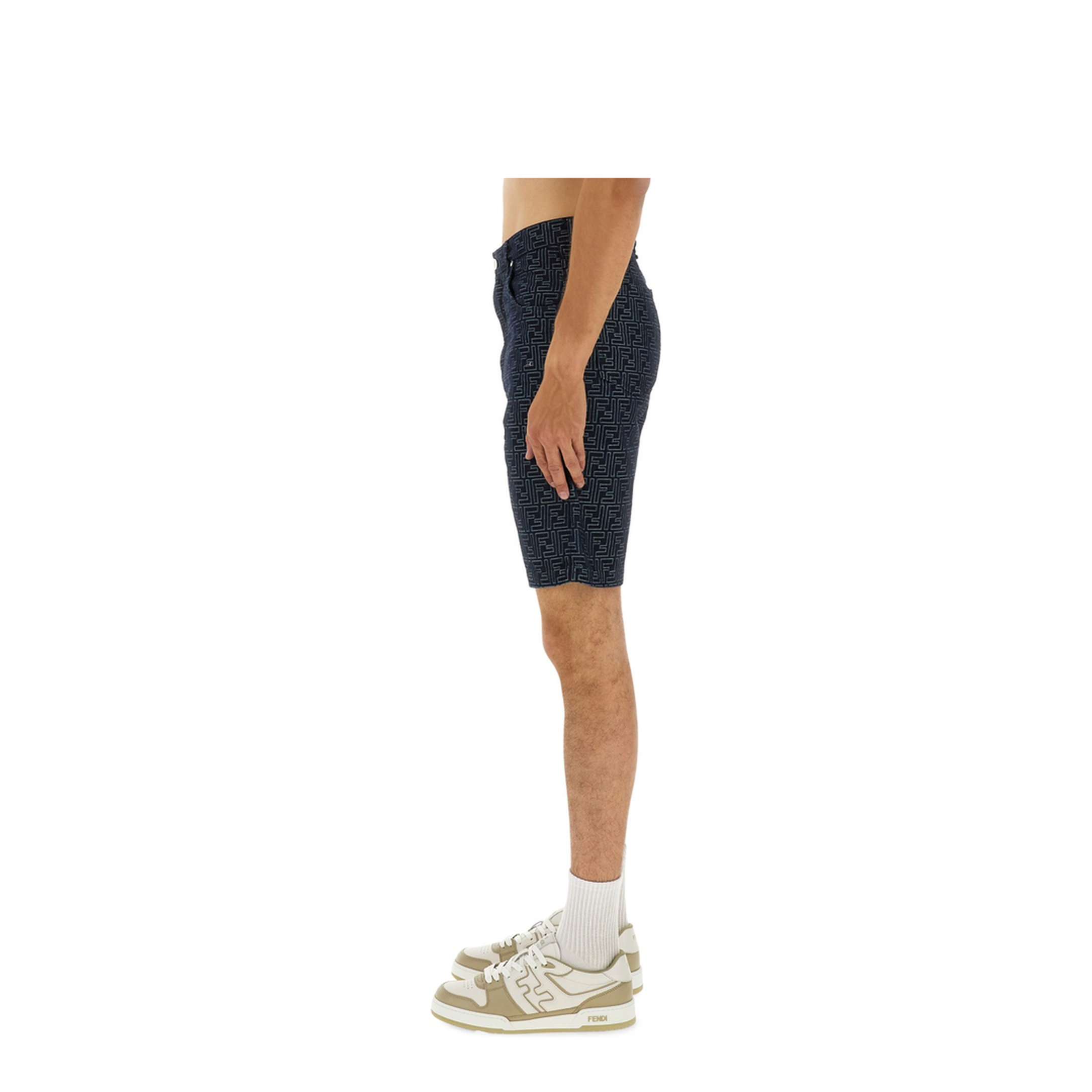Jacquard FF Blue Denim Shorts