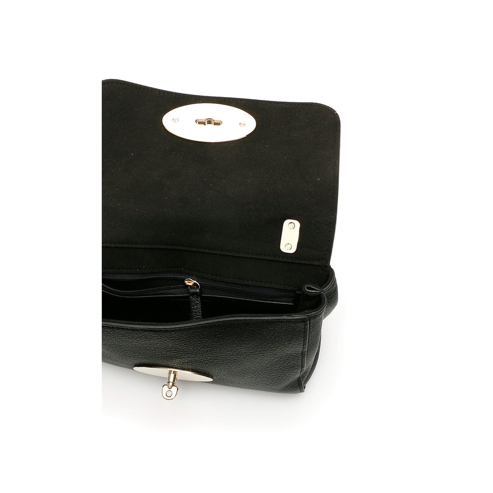 Lily Black Shoulder Bag with Twist Lock Closure