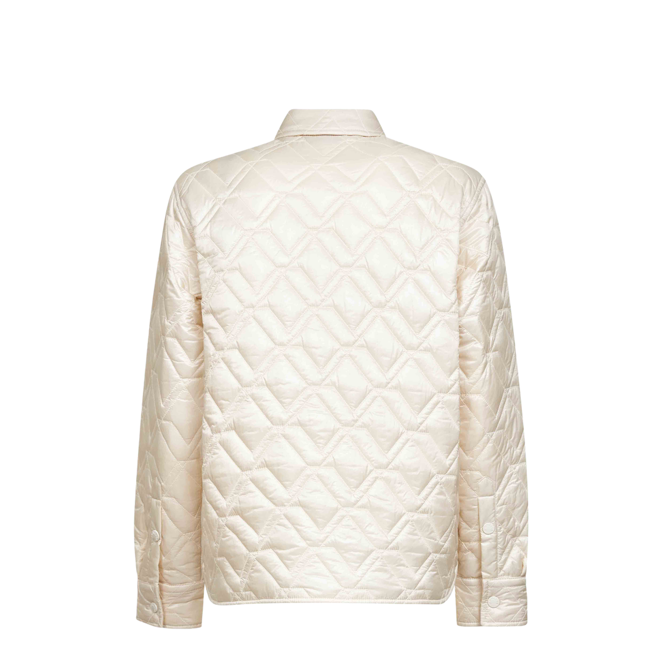 White Ivory Diamond Quilted Padded Shirt Jacket