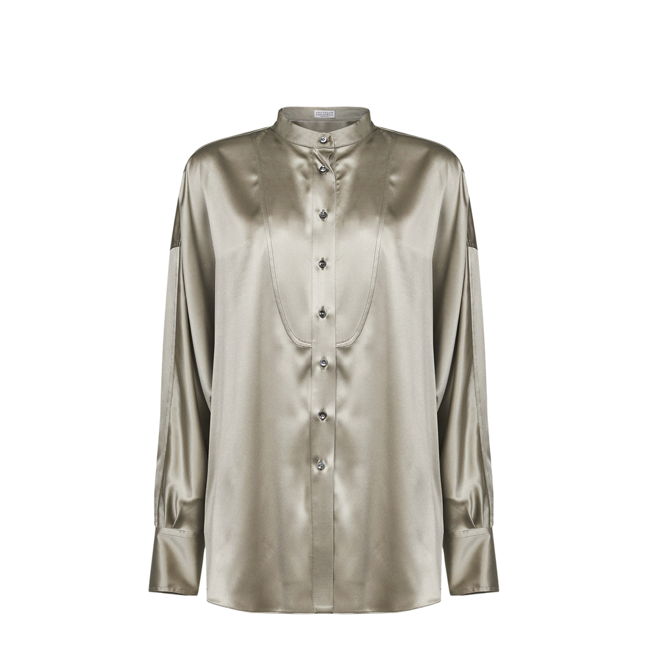 Monili Mandarin-Collar Shirt Green