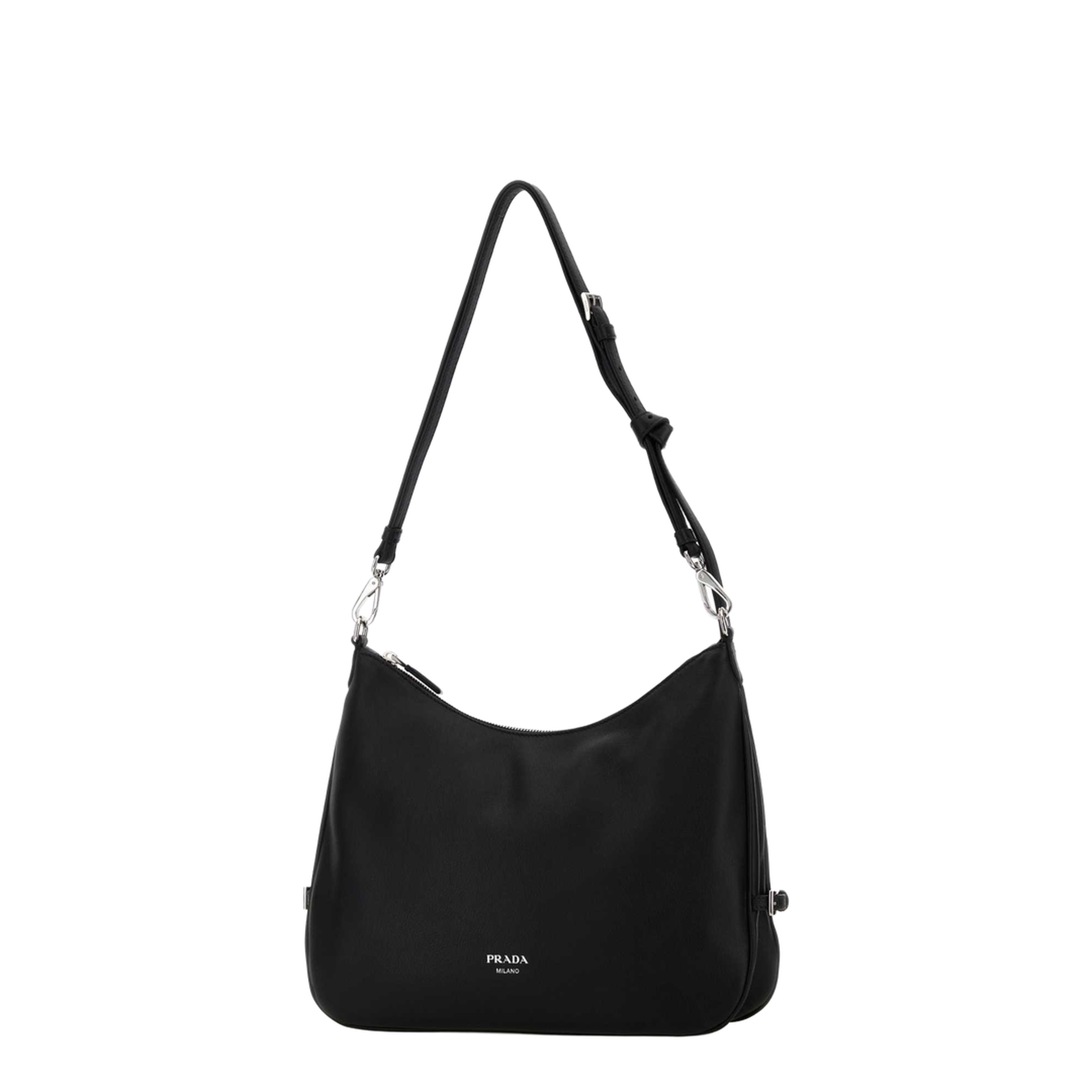 Black Leather Large Fold Shopping Bag