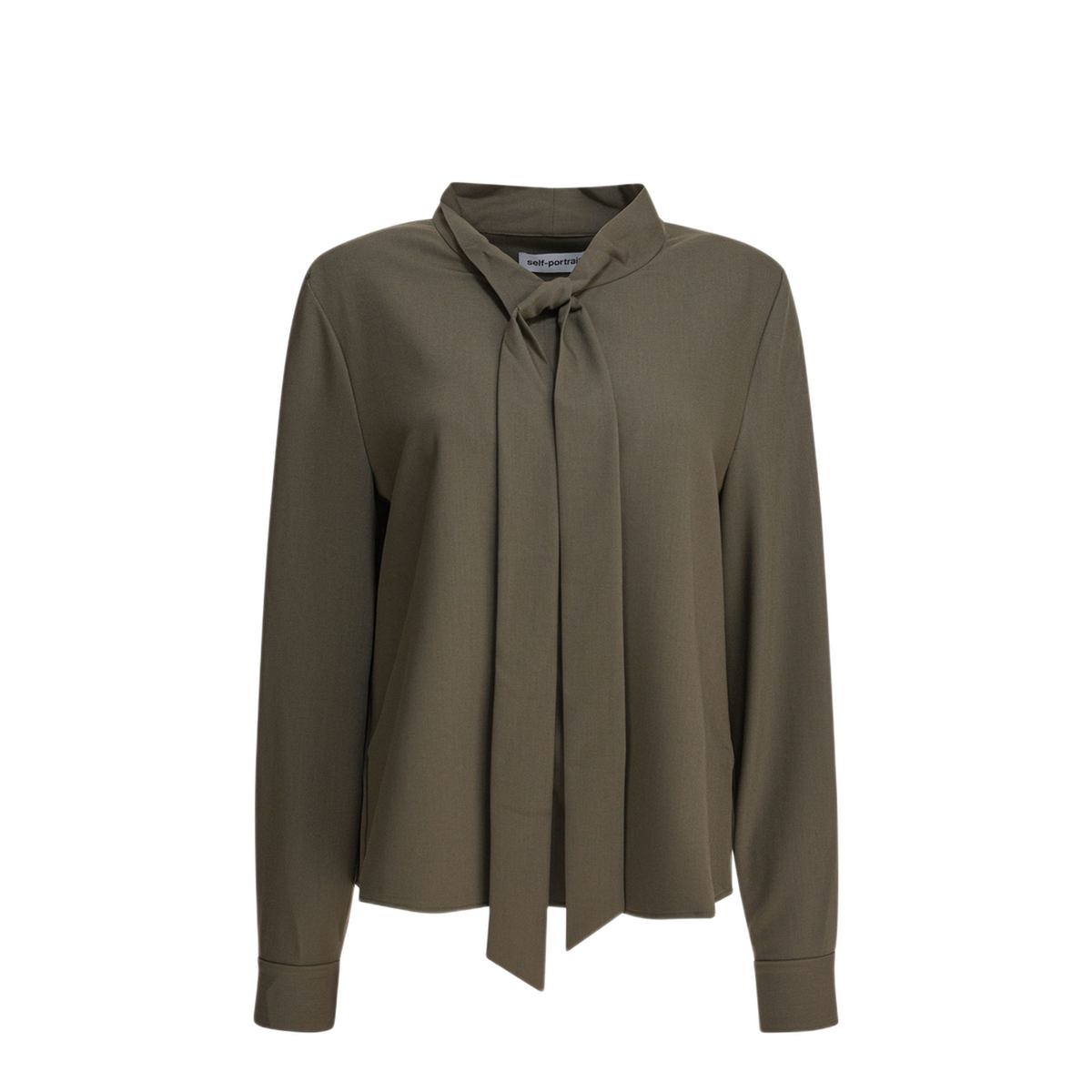 MAYFEYR - Self Portrait - Twill Blouse With Bow Collar - PF25016TGGREEN