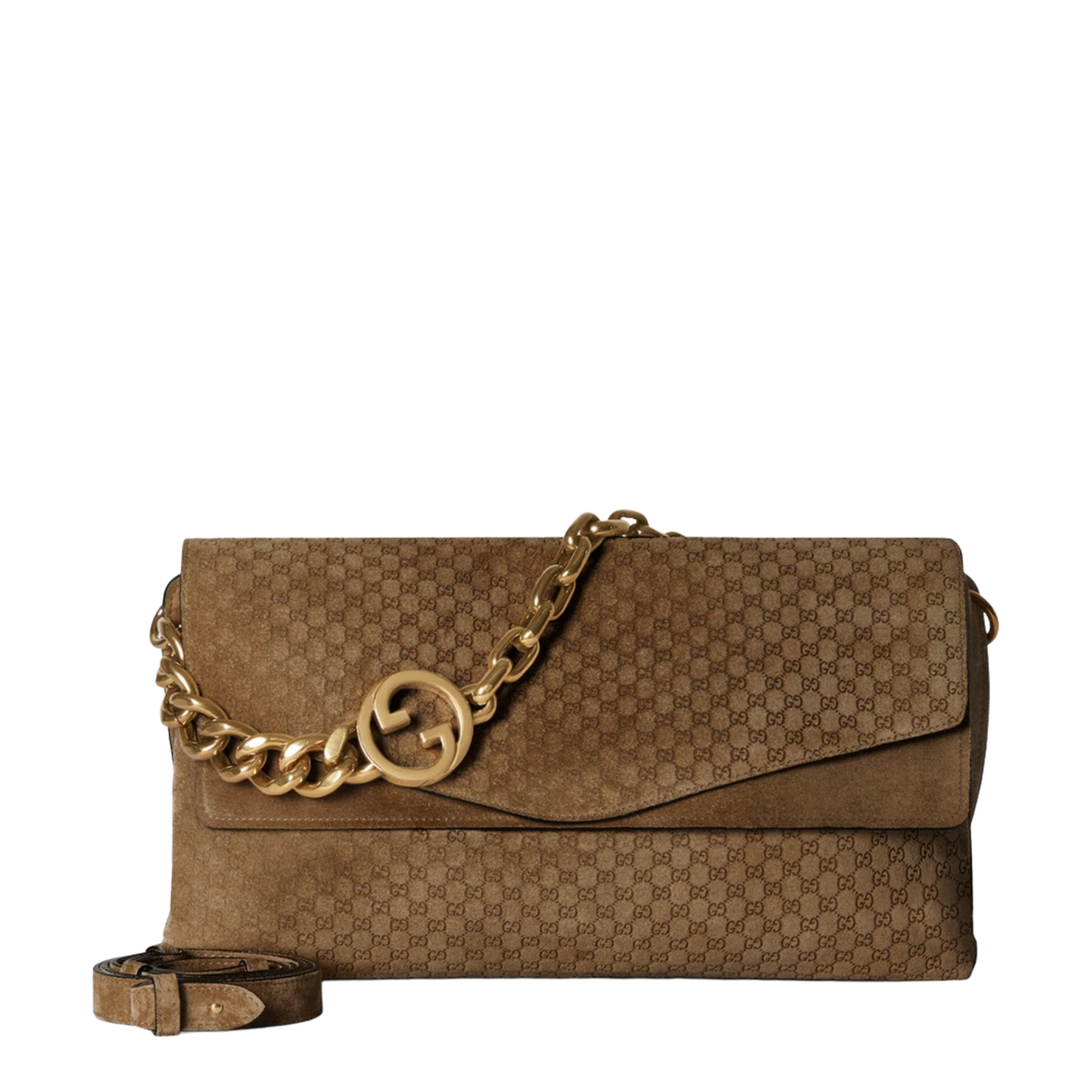 Large Shoulder Bag GG Suede Brown